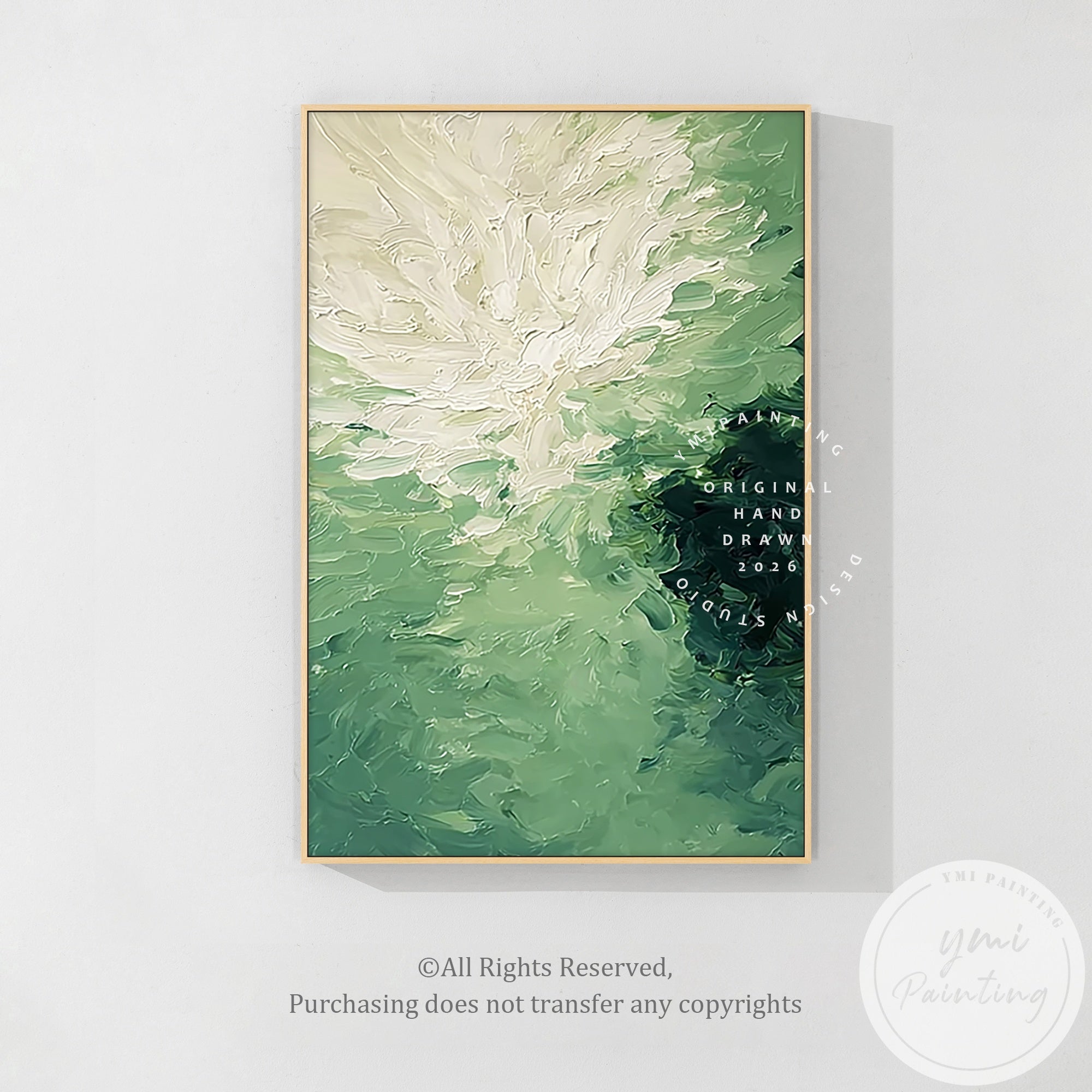 minimalist green abstract painting textured surface