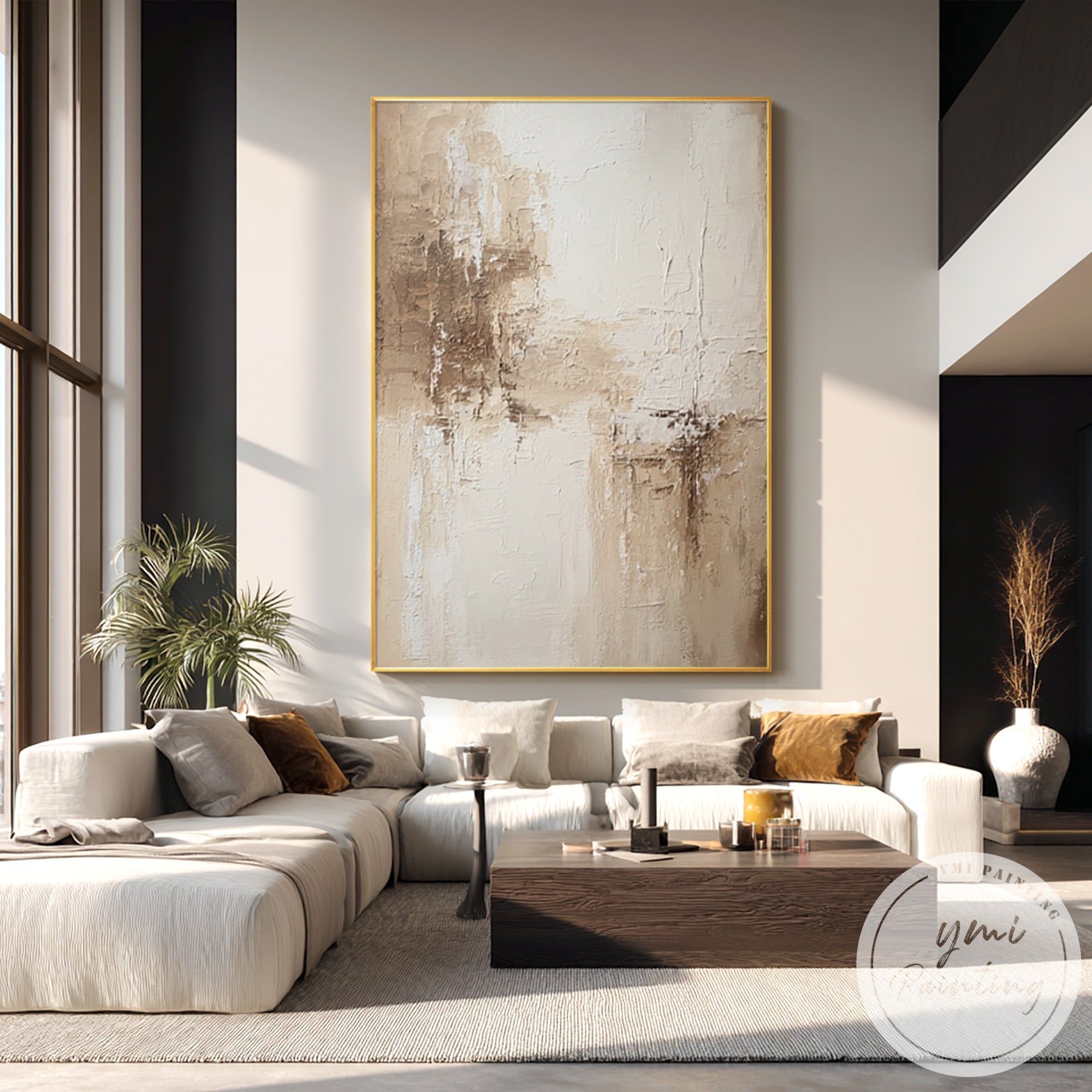 Minimalist abstract wall art with layered texture