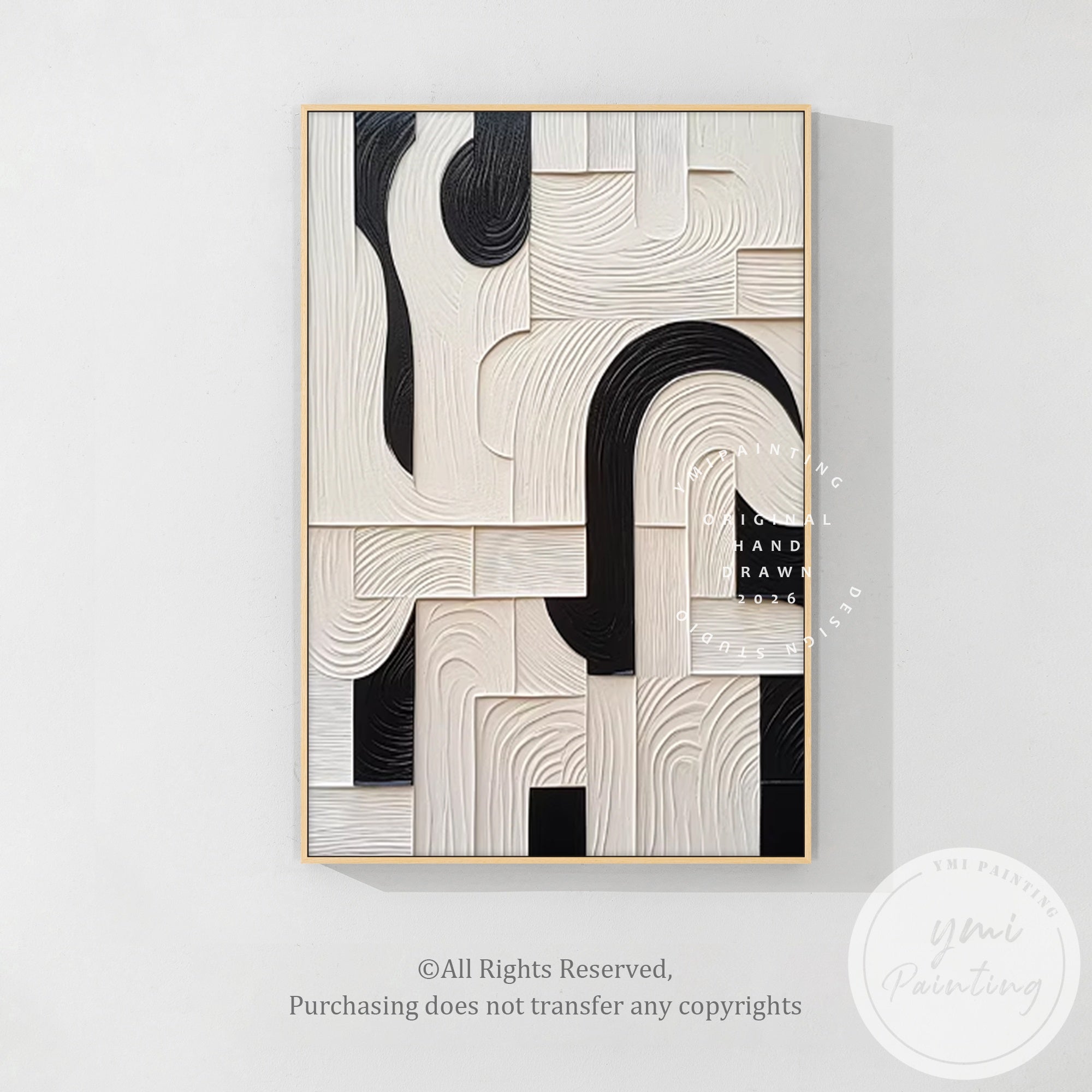 Contemporary textured canvas with carved pattern detail