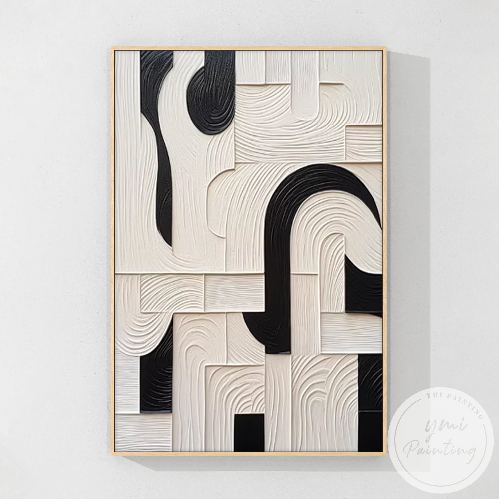 Hand painted style geometric textured wall art