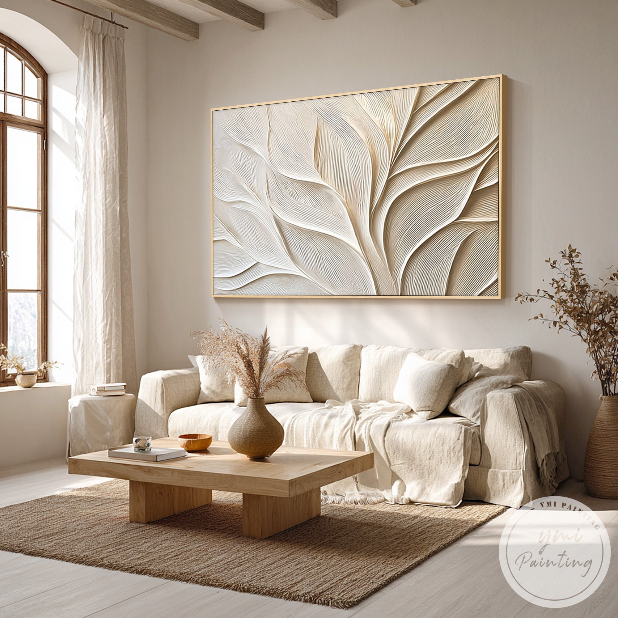 organic leaf abstract wall art minimalist style