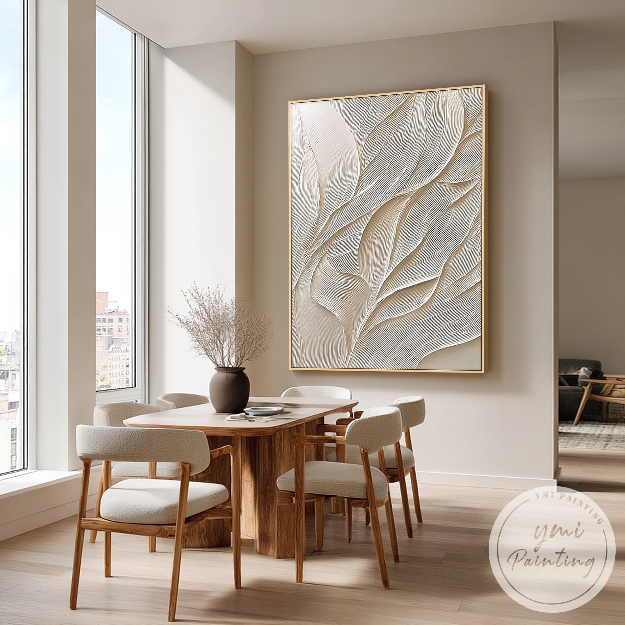 relief leaf pattern painting