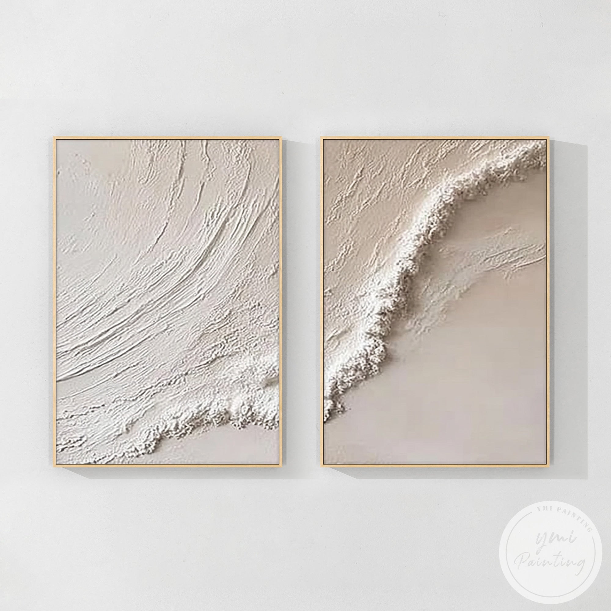 abstract diptych painting with organic edges texture