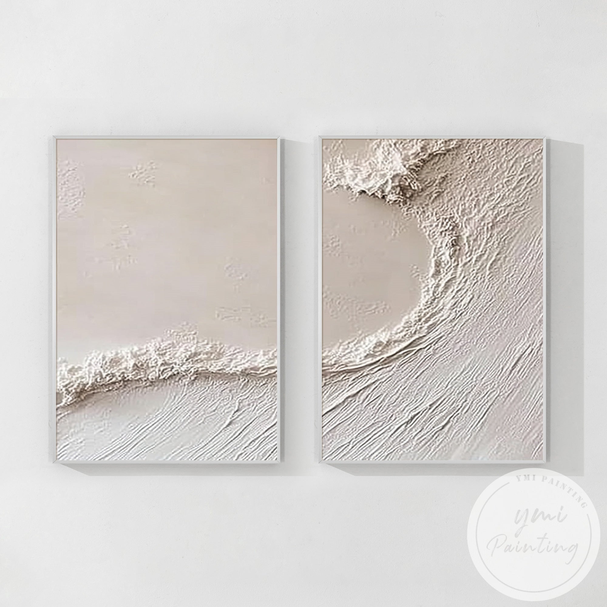 minimalist seaside wall art beige tones