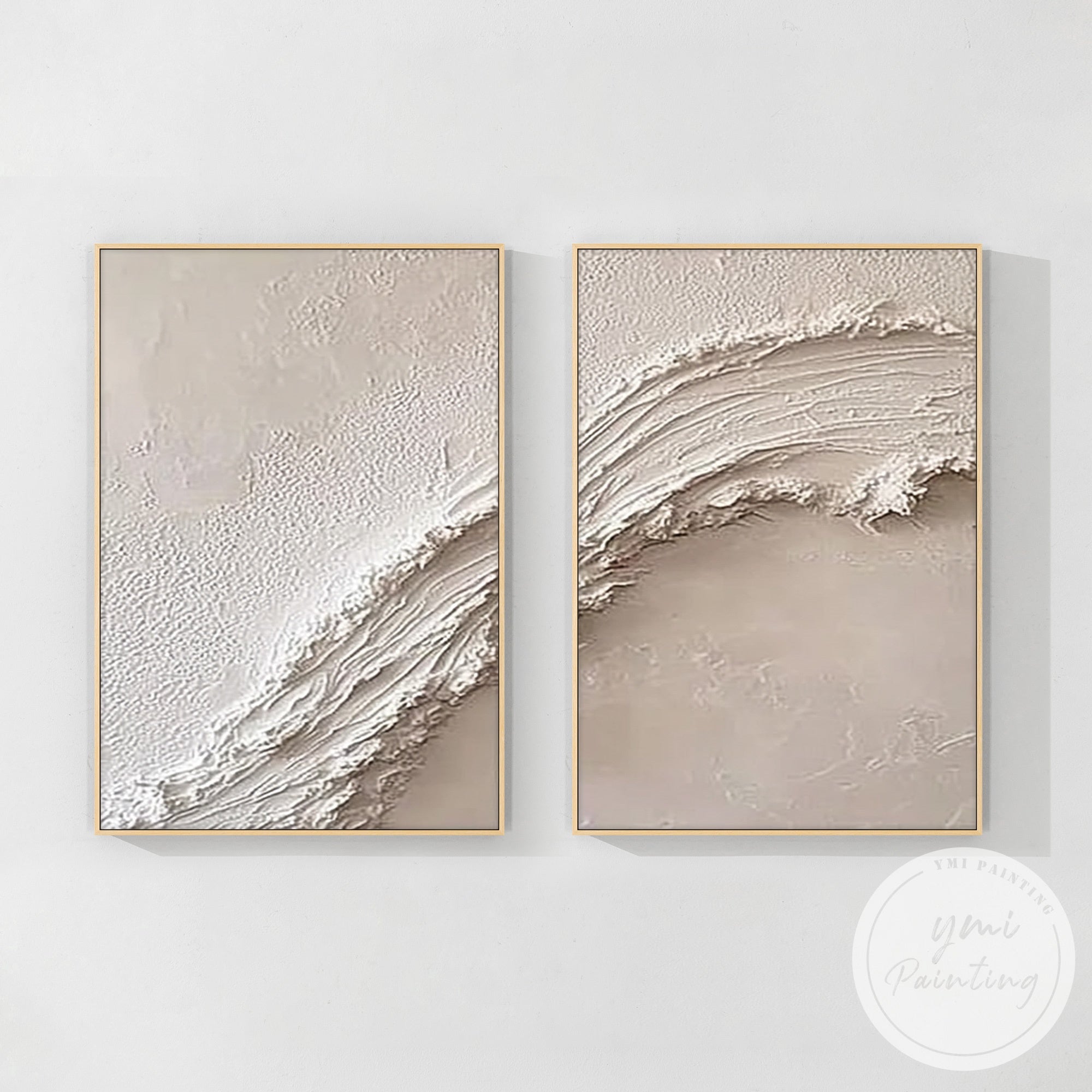 textured coastal wave artwork neutral colors