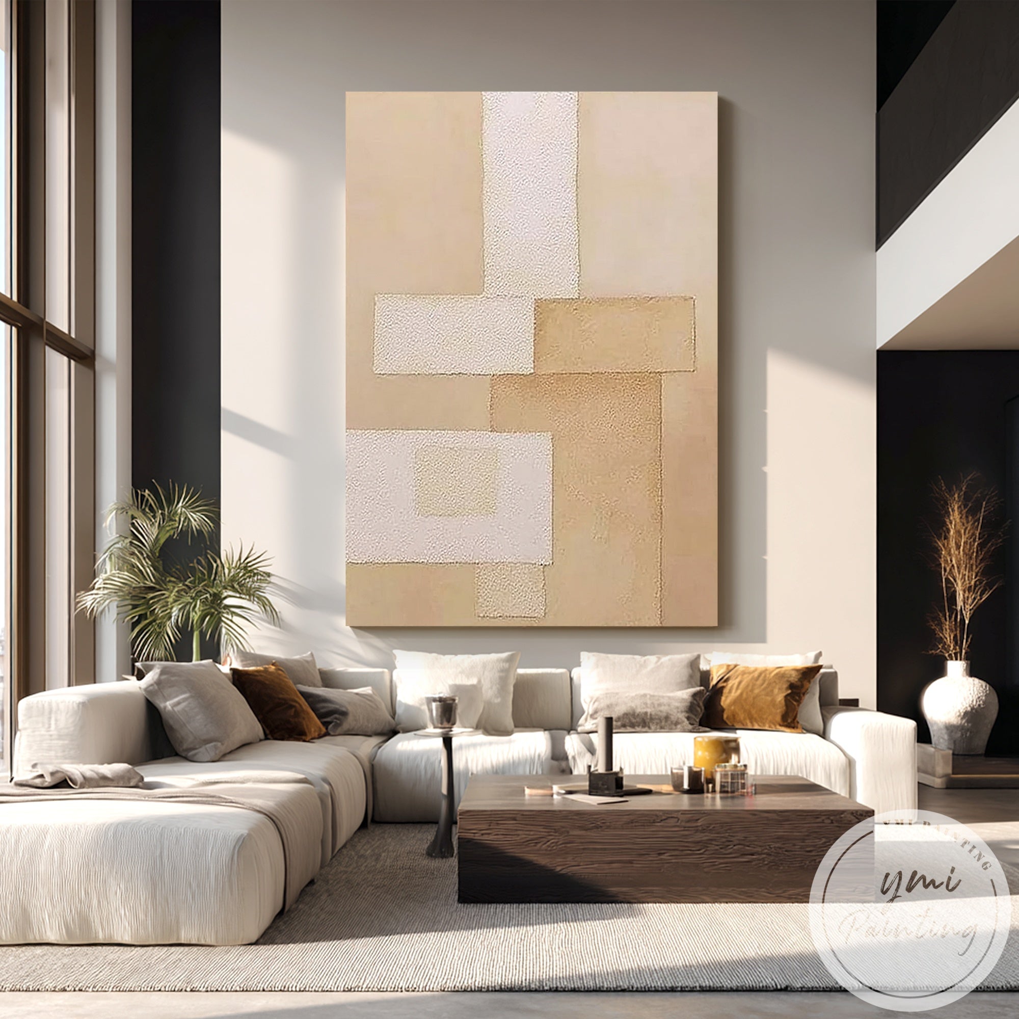 Contemporary cream abstract painting