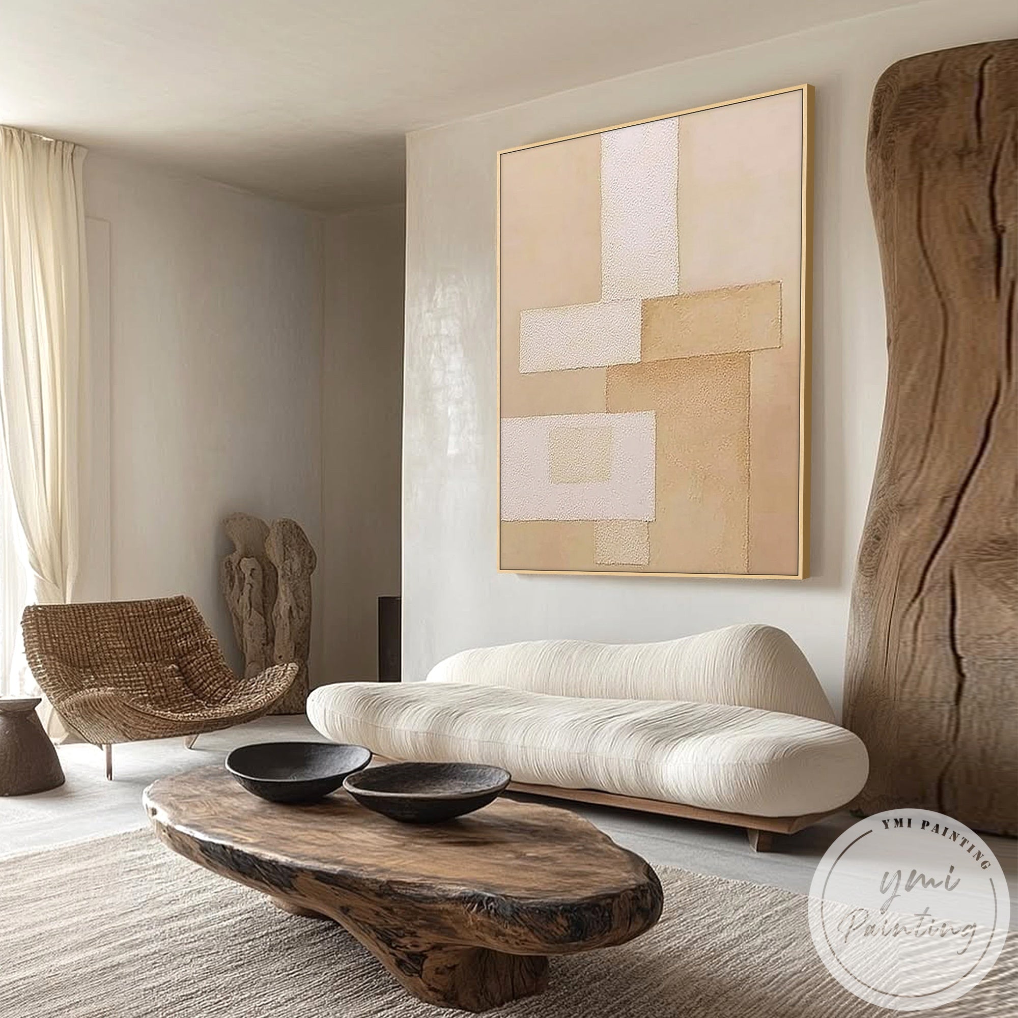 Cream and sand textured abstract artwork