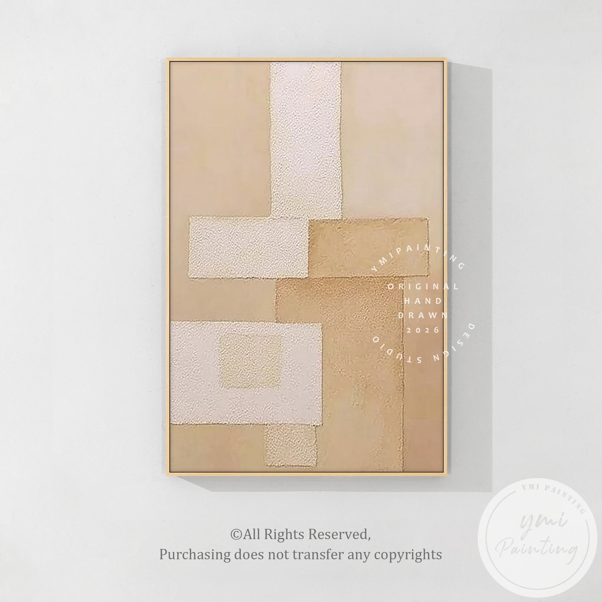Beige minimalist wall art with texture