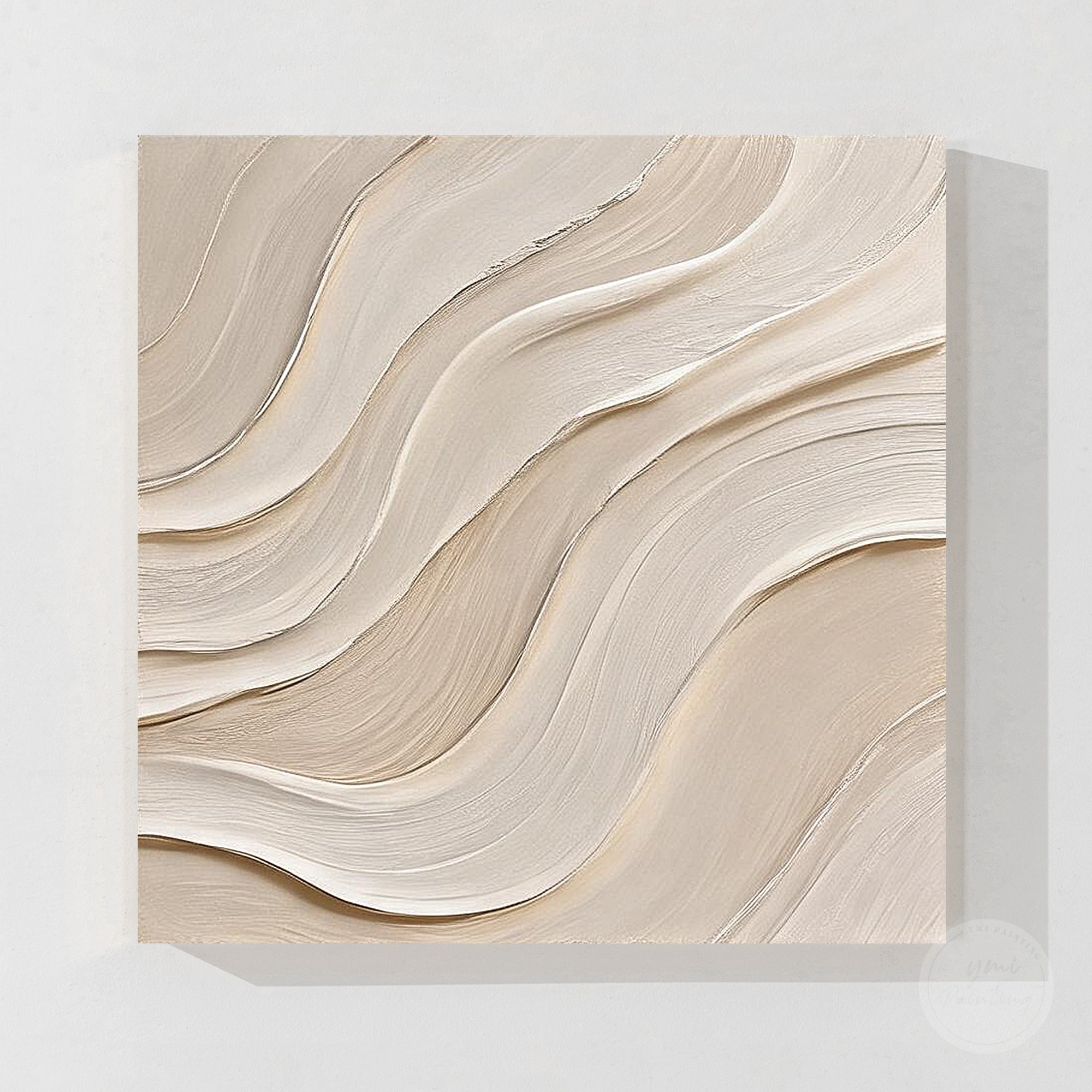 Organic minimalist canvas wall art in beige and ivory colors
