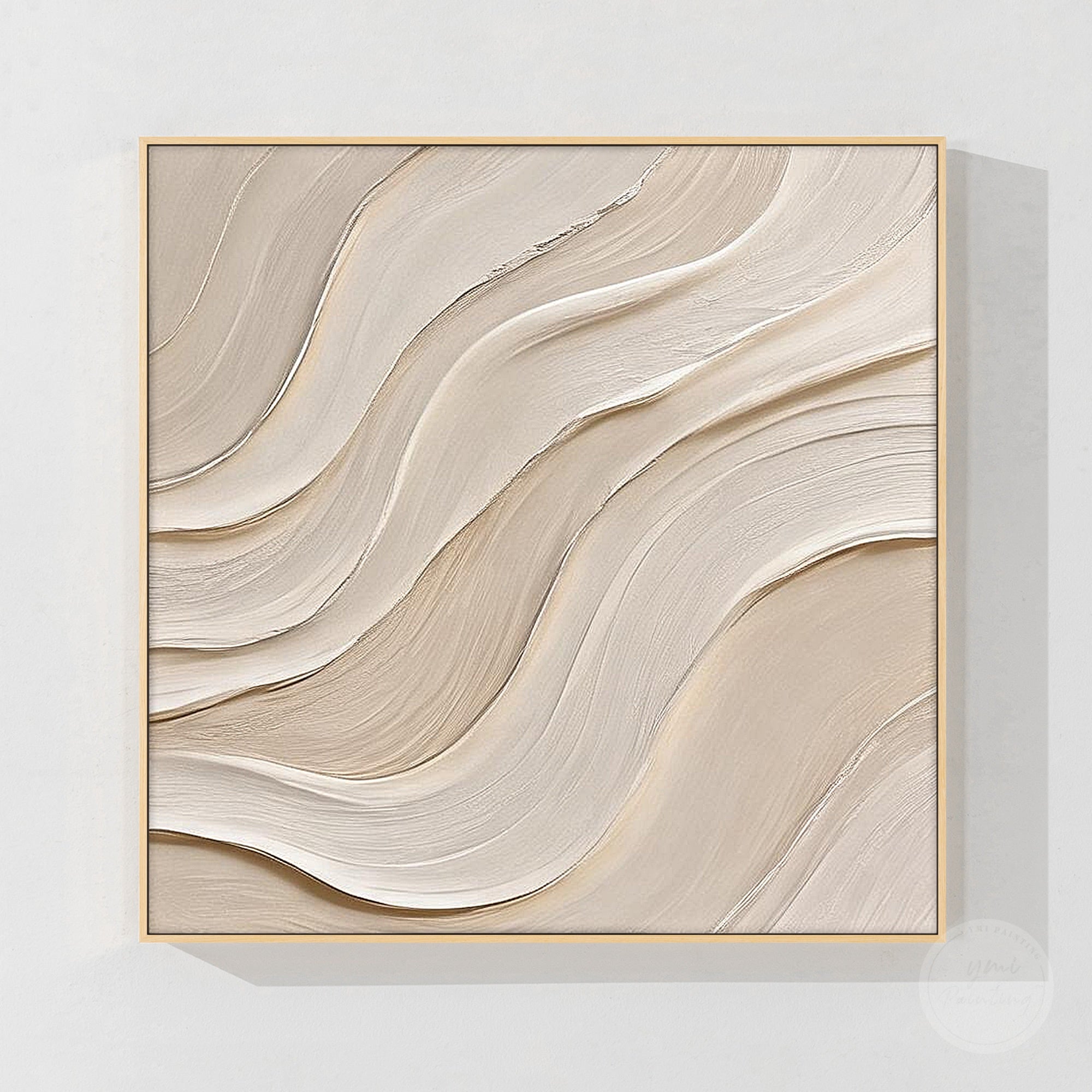 Organic minimalist canvas wall art in beige and ivory colors