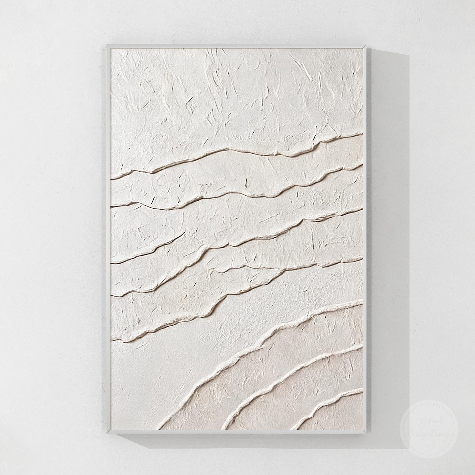 Contemporary white and ivory textured wall painting