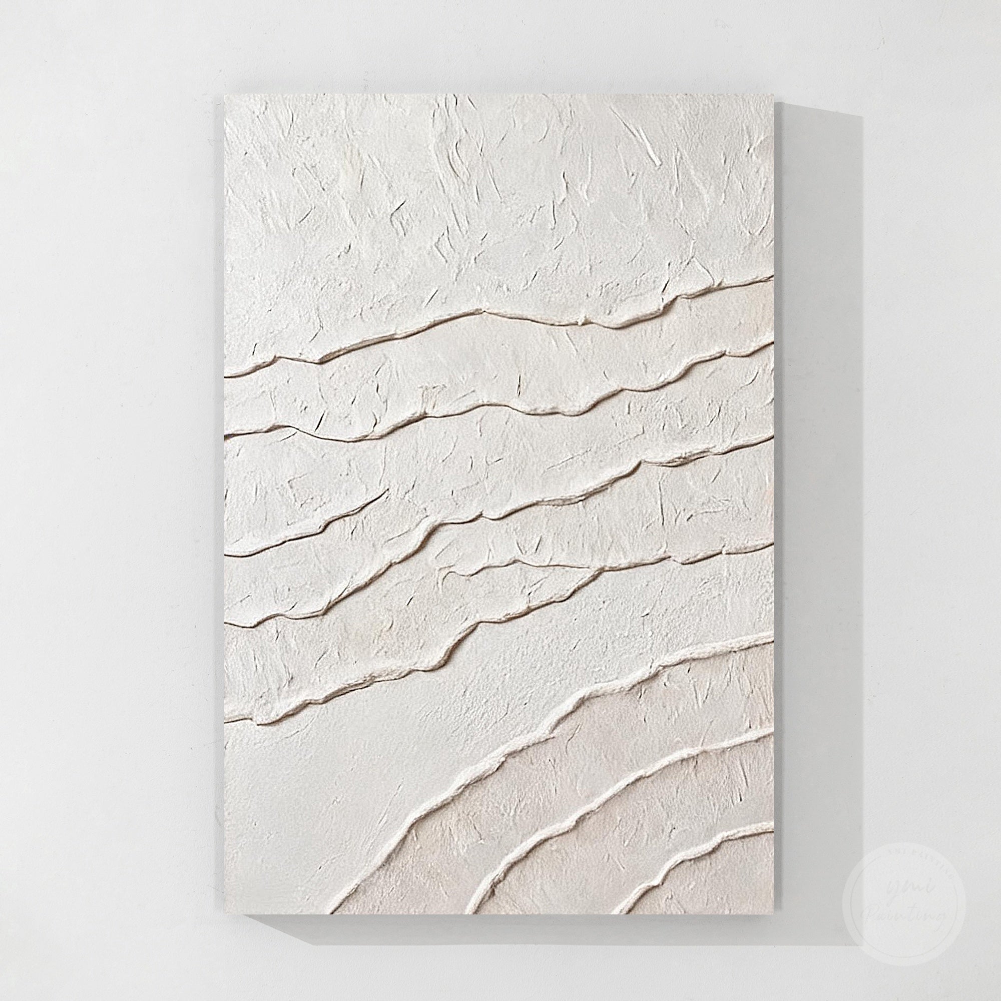 Minimalist neutral abstract artwork with raised texture