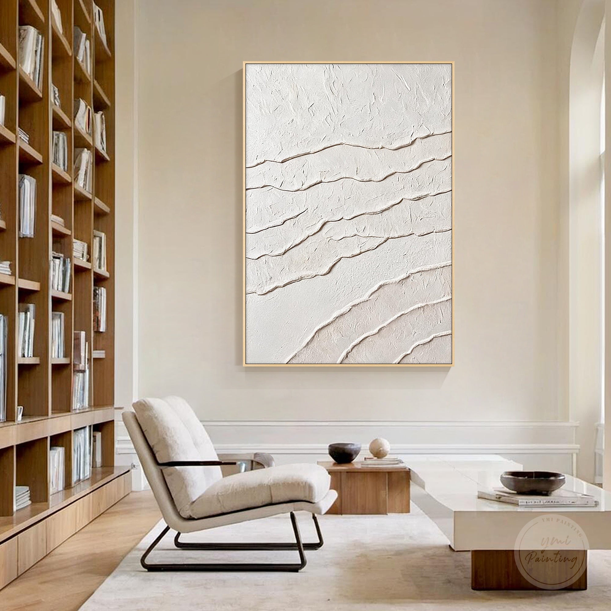 Neutral textured painting with soft ivory tones