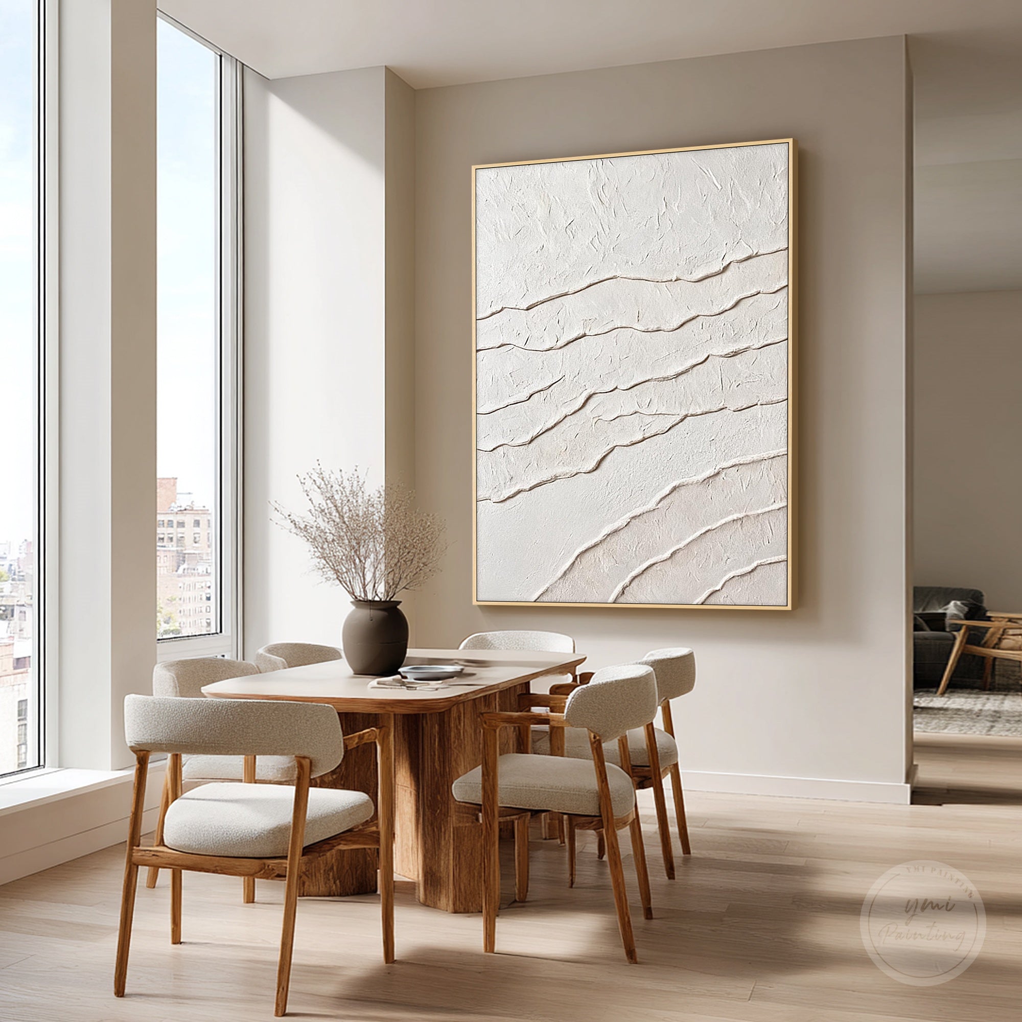 Organic abstract canvas with layered flowing lines