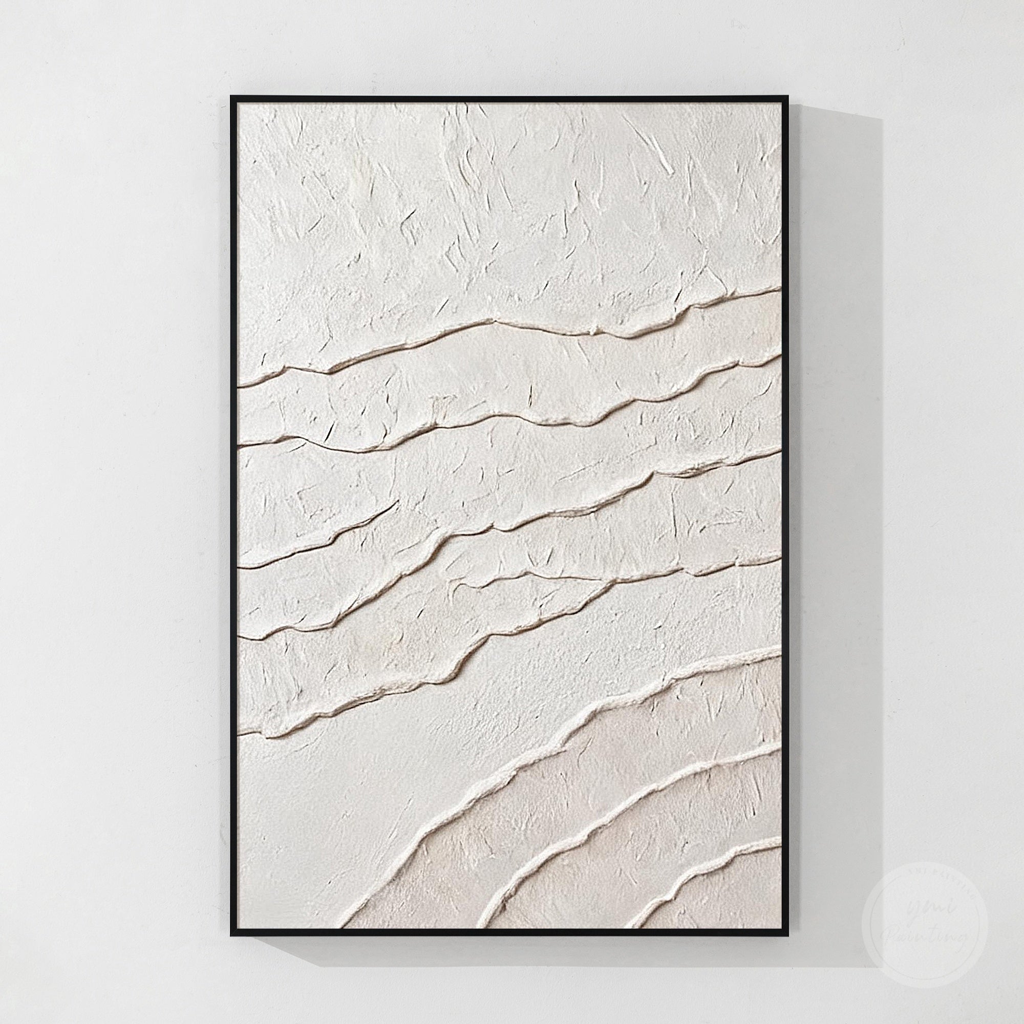 White textured abstract wall art with flowing organic lines