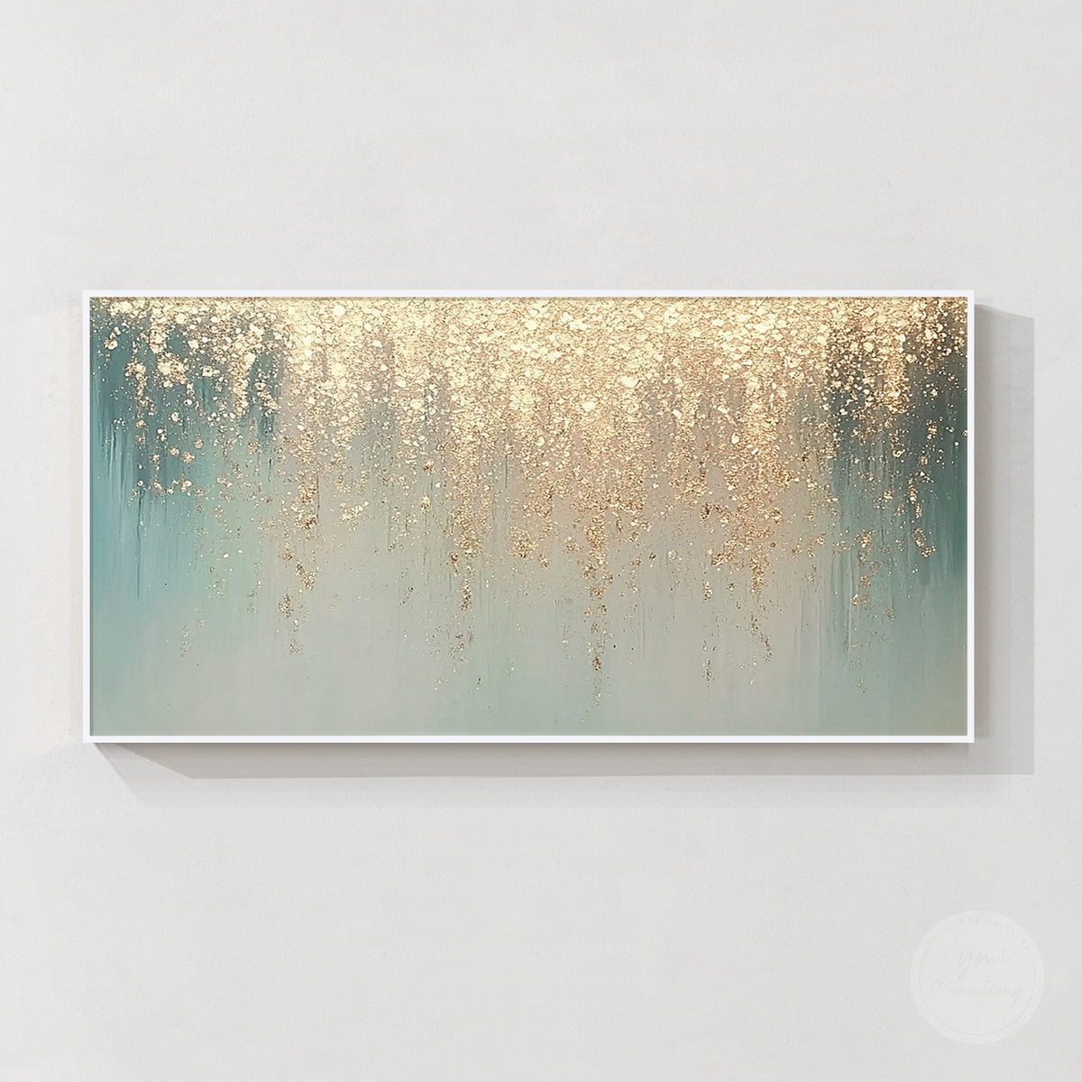 Aqua gold minimalist abstract wall artwork