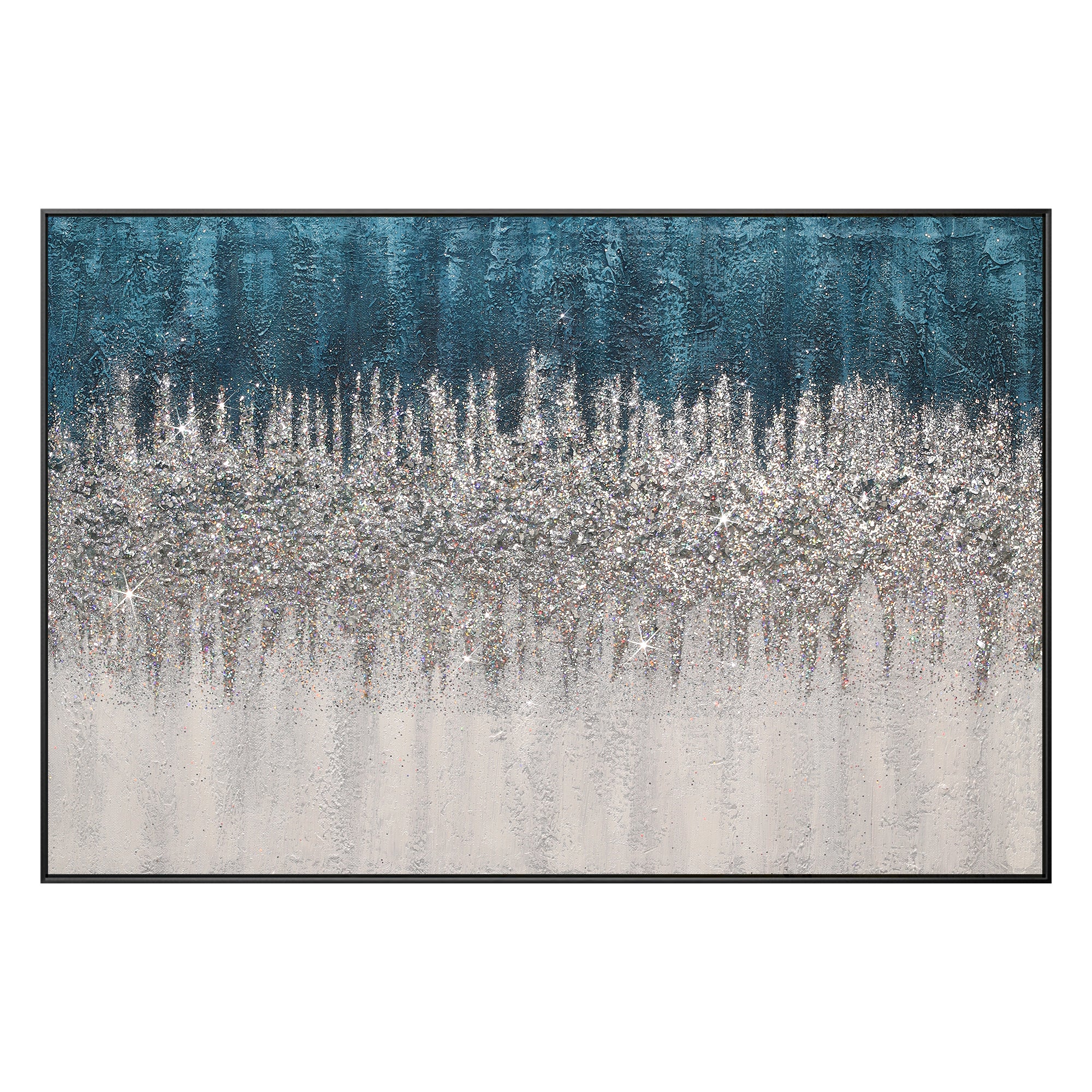 Glitter wall art Turquoise  Abstract Textured Painting