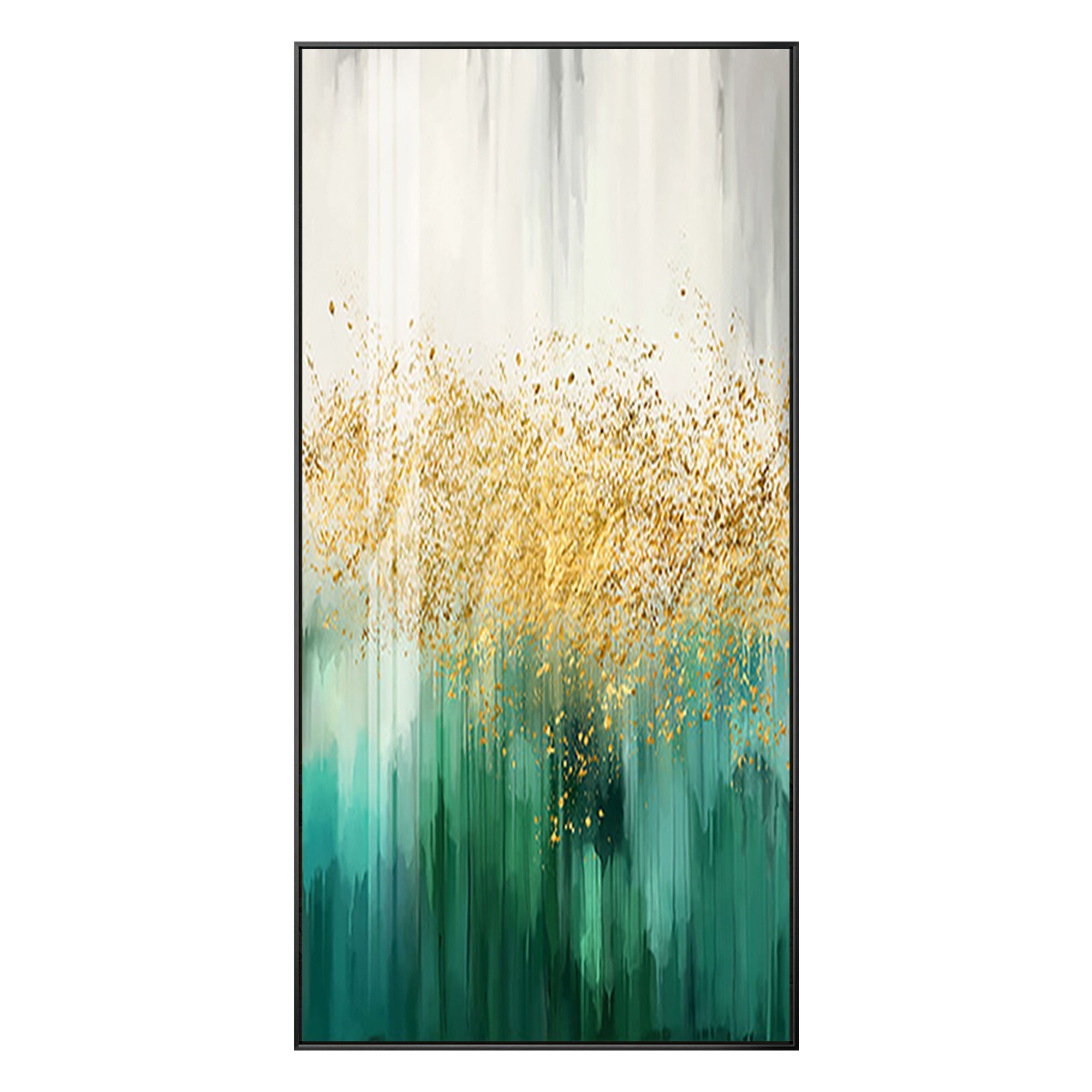 Abtract Emerald Green and Gold Wall Art Painting