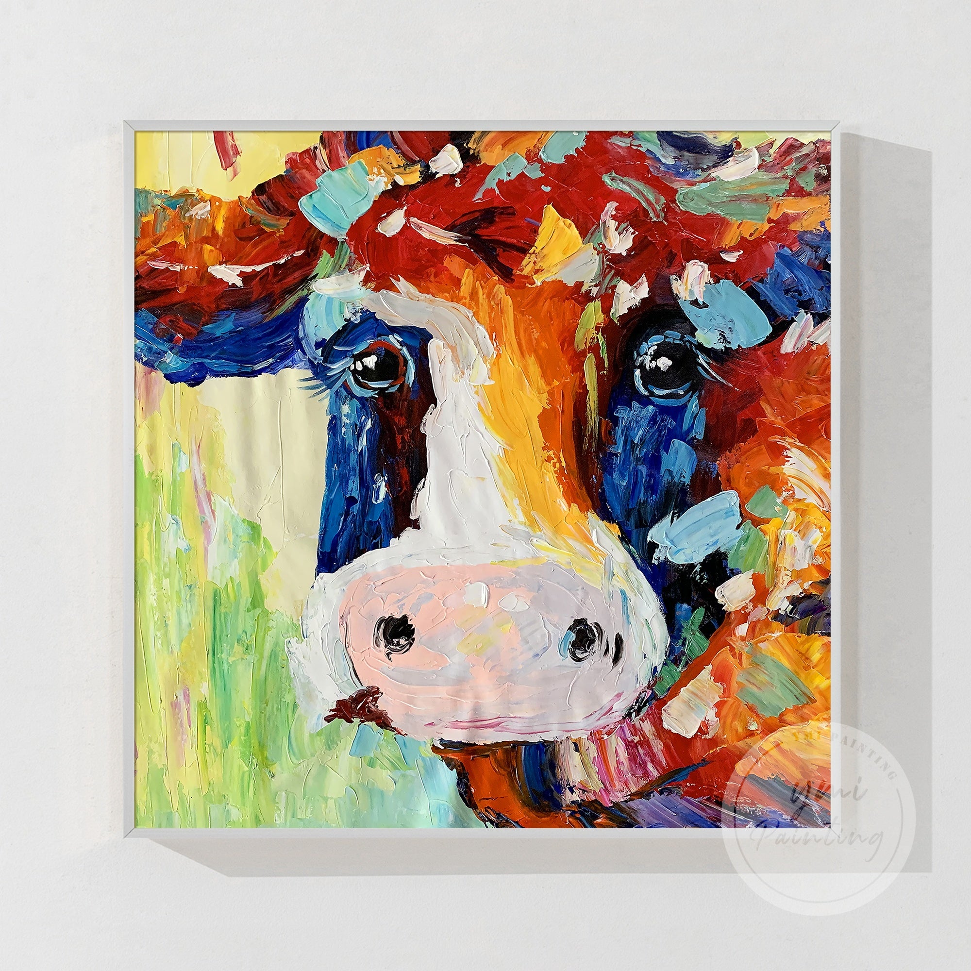 Vibrant Palette Knife Cow Portra