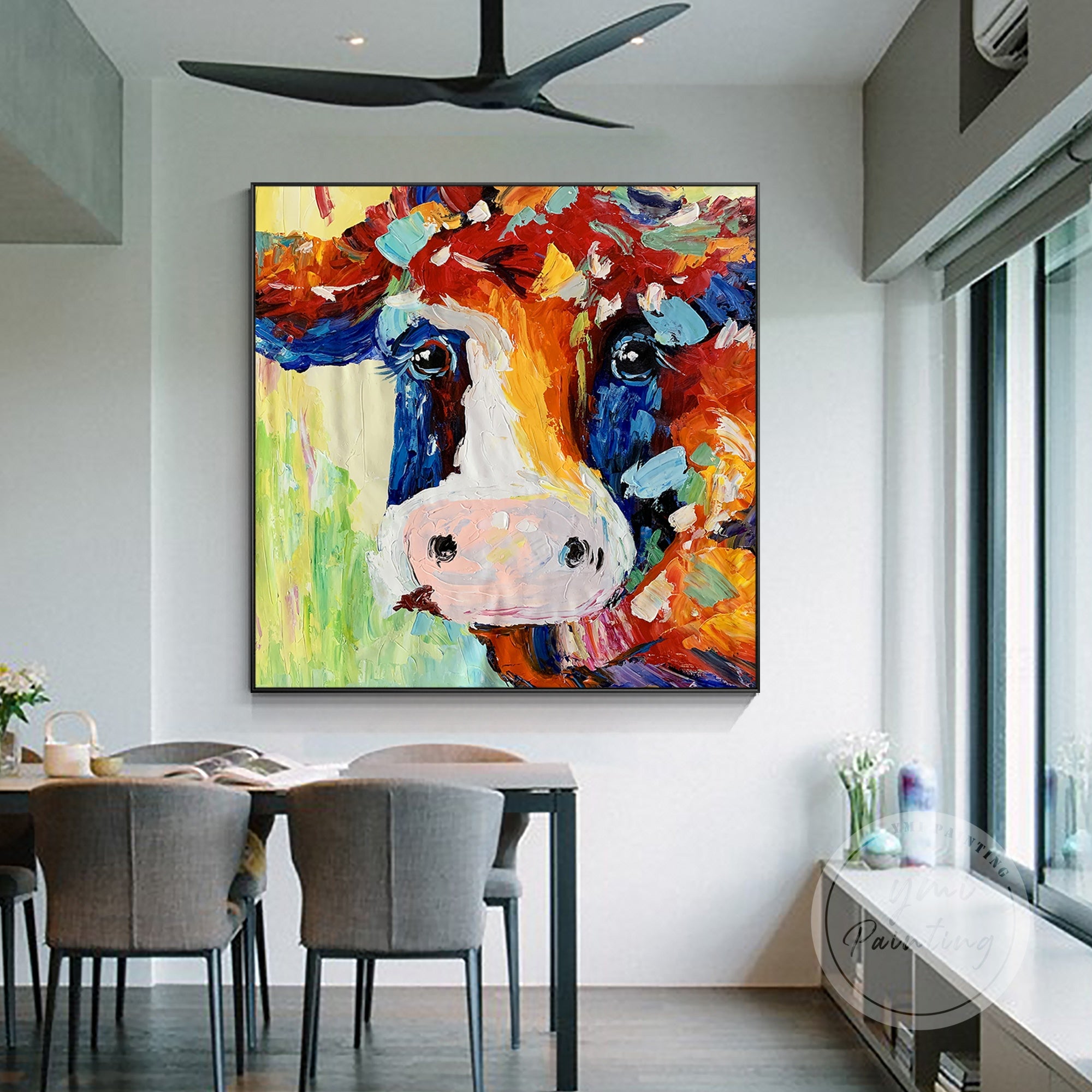 Vibrant Palette Knife Cow Portra