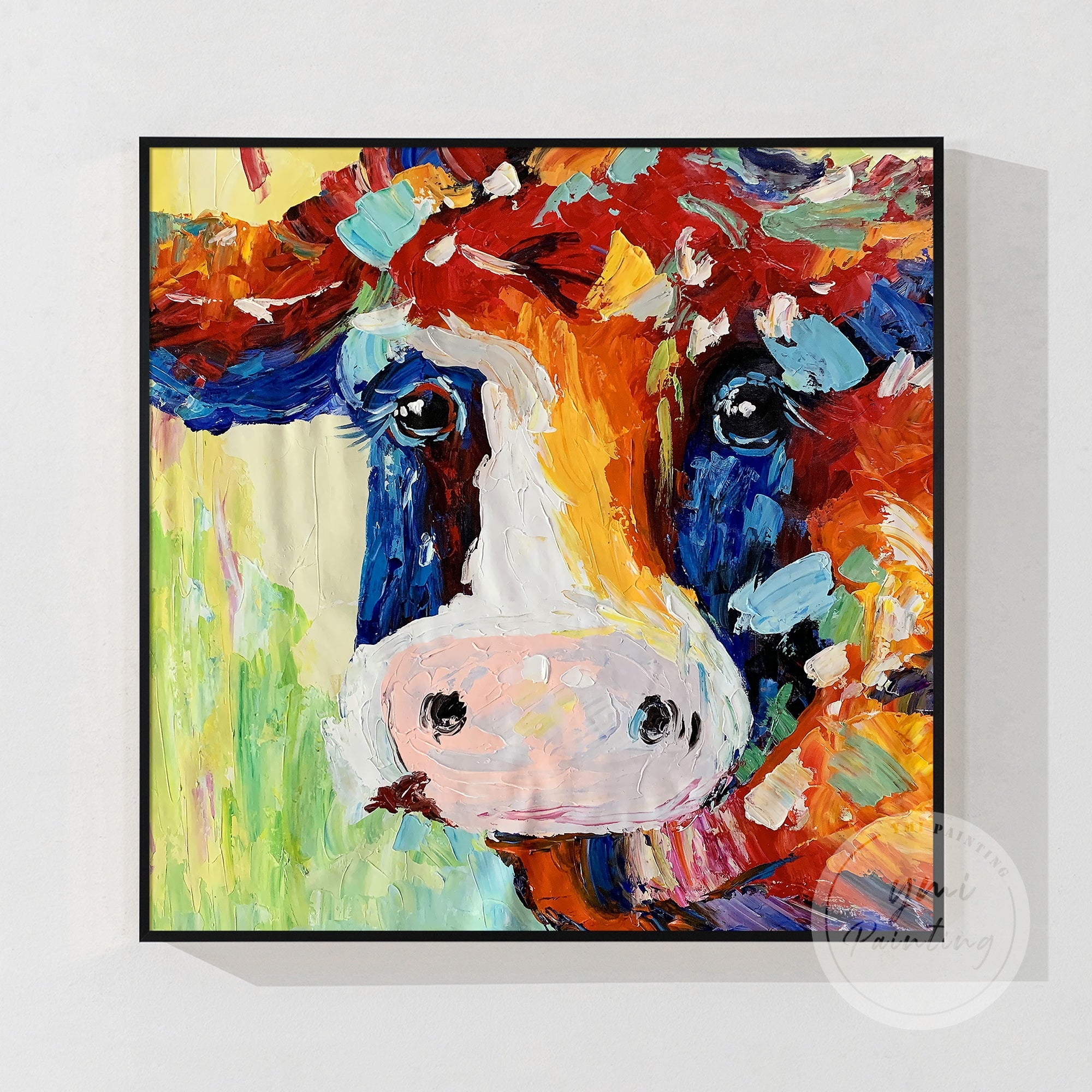 Vibrant Palette Knife Cow Portra