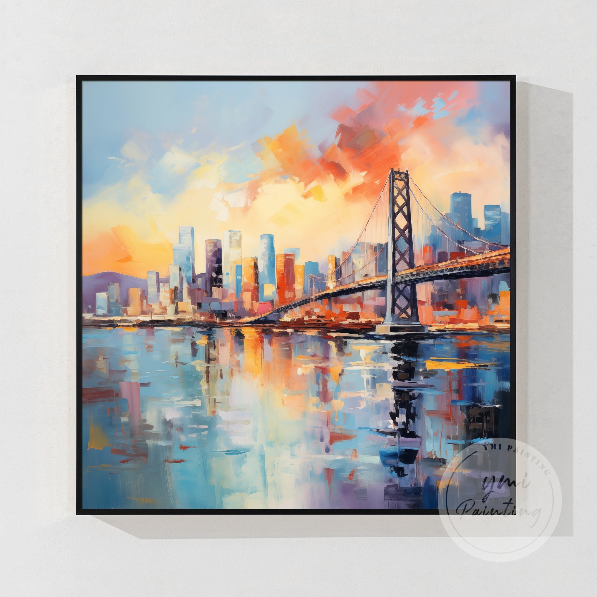 Original Golden Gate Bridge painting, designed to evoke the beauty of San Francisco with vibrant colors and impressive brushwork.