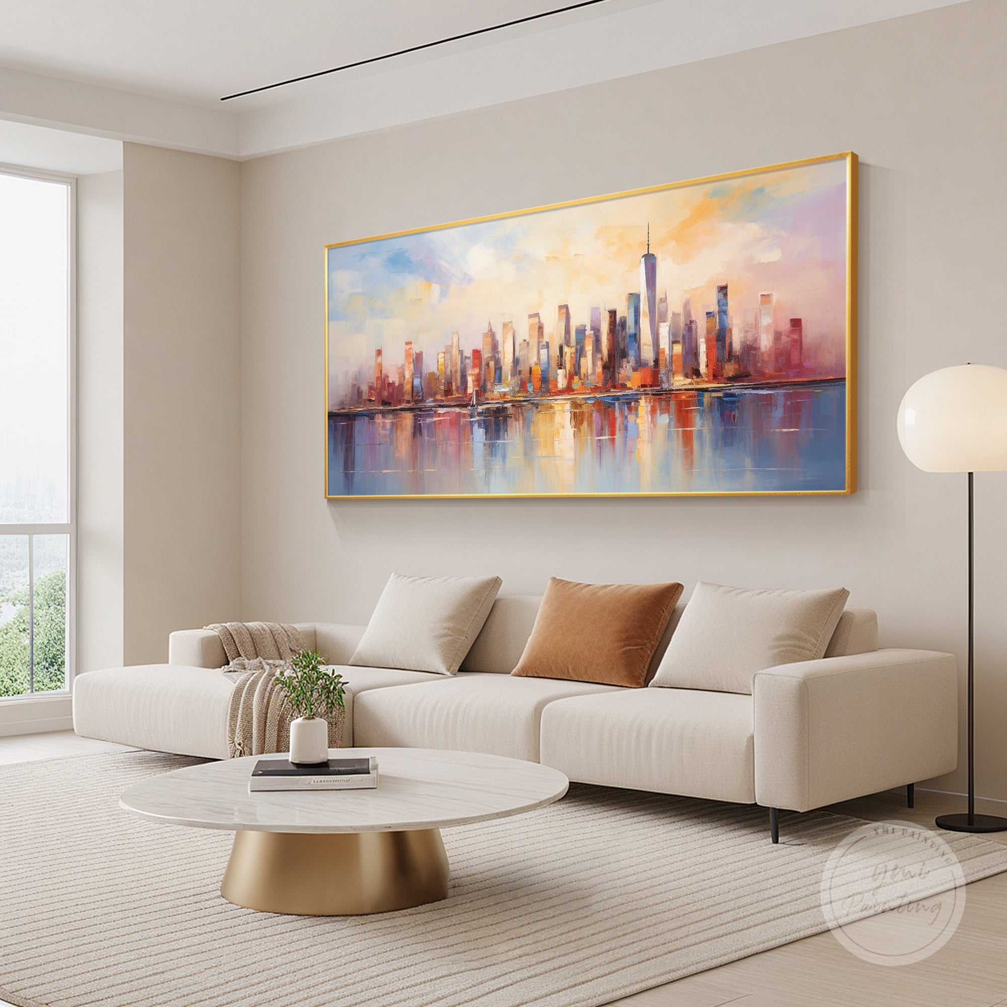 Original NYC oil painting showcasing the beauty of the city skyline.