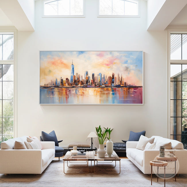Large abstract New York painting for office decor