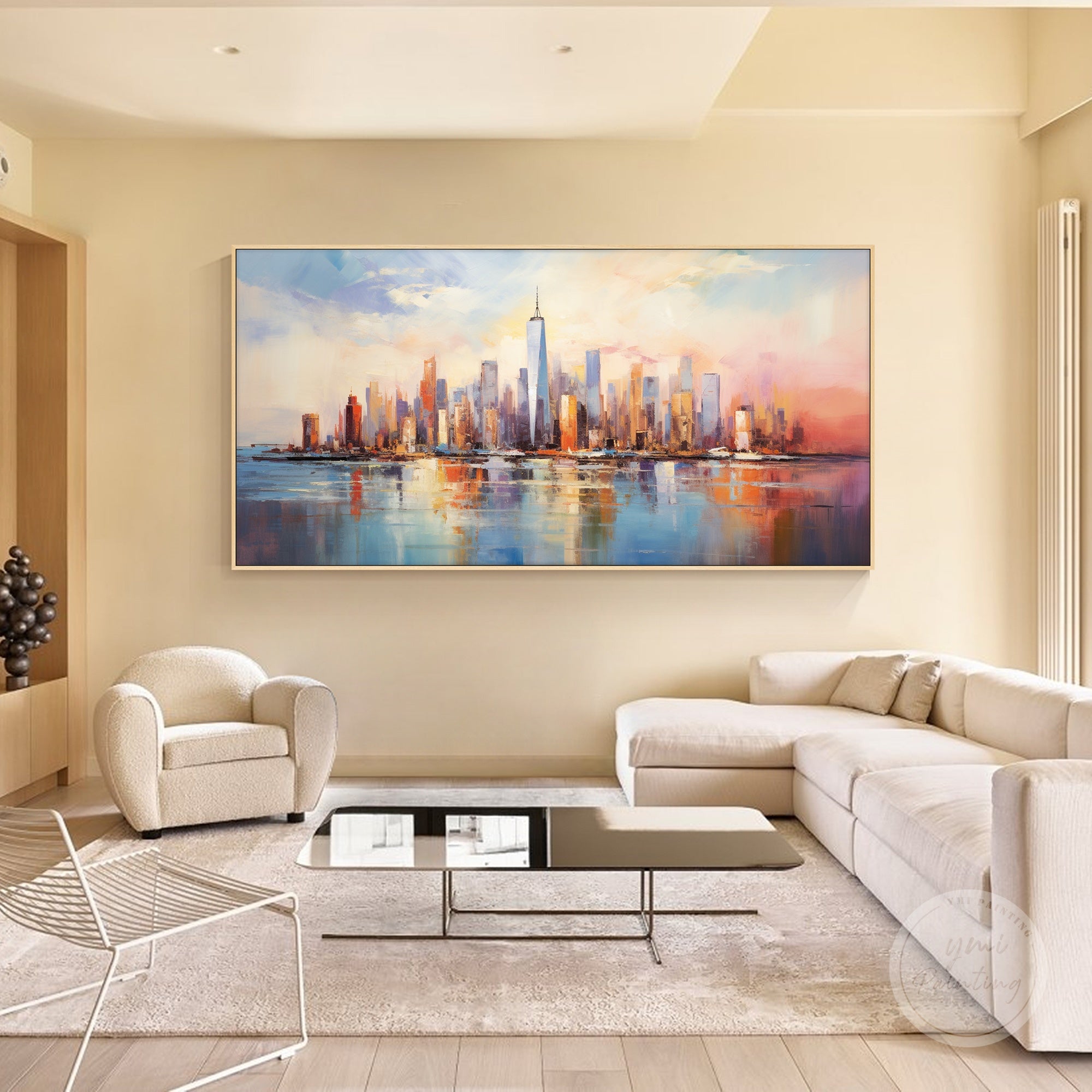 Abstract New York cityscape wall art with rich texture