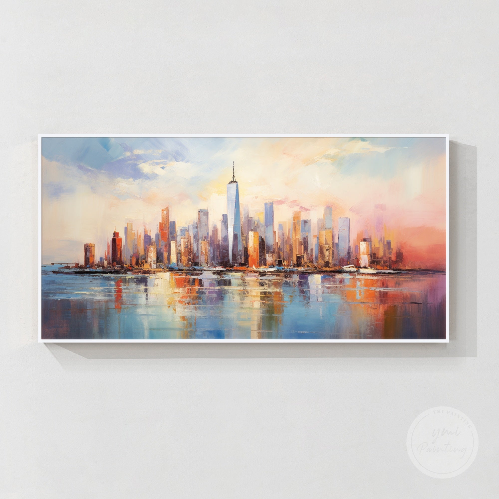 Textured contemporary New York skyline canvas