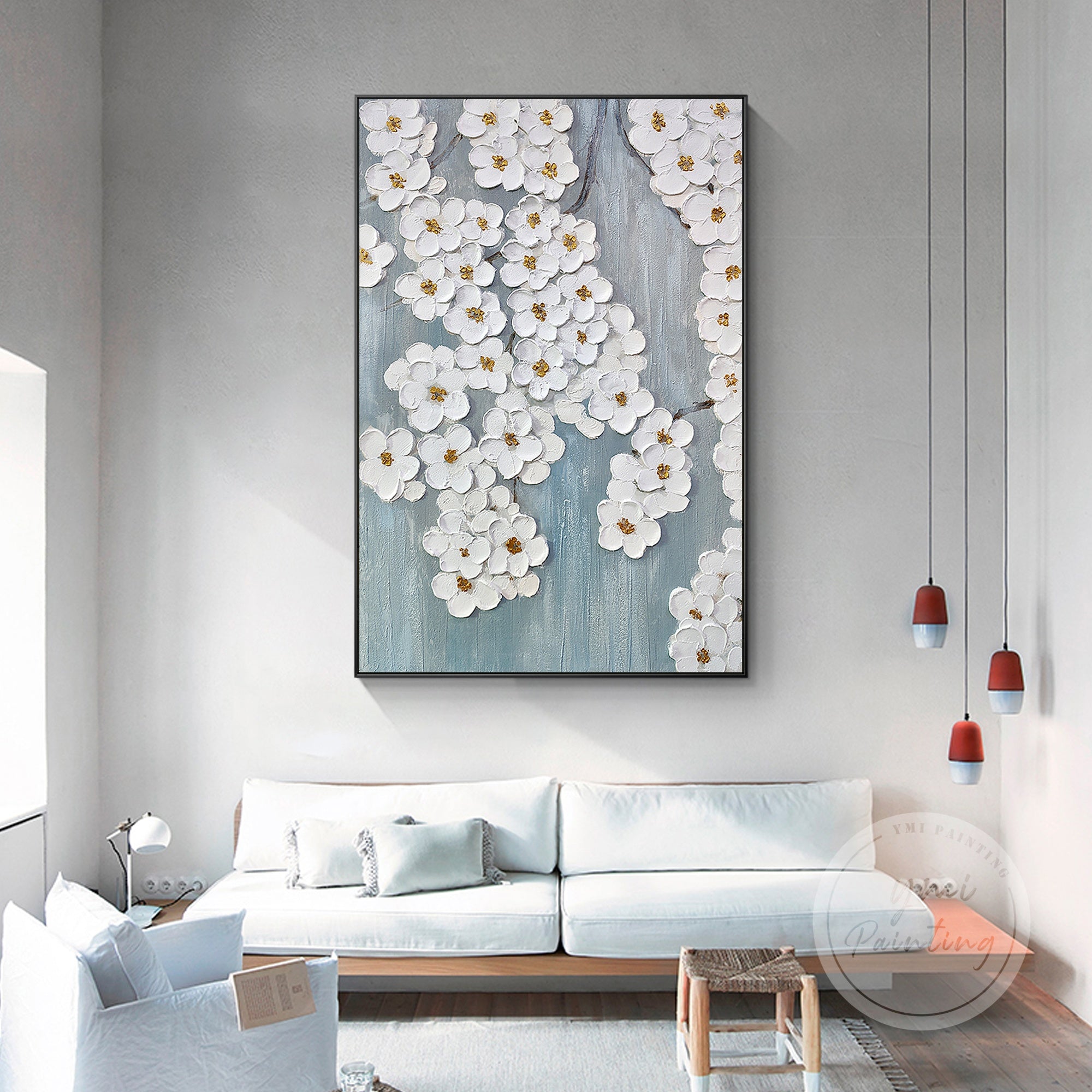 White Flower Wall Painting