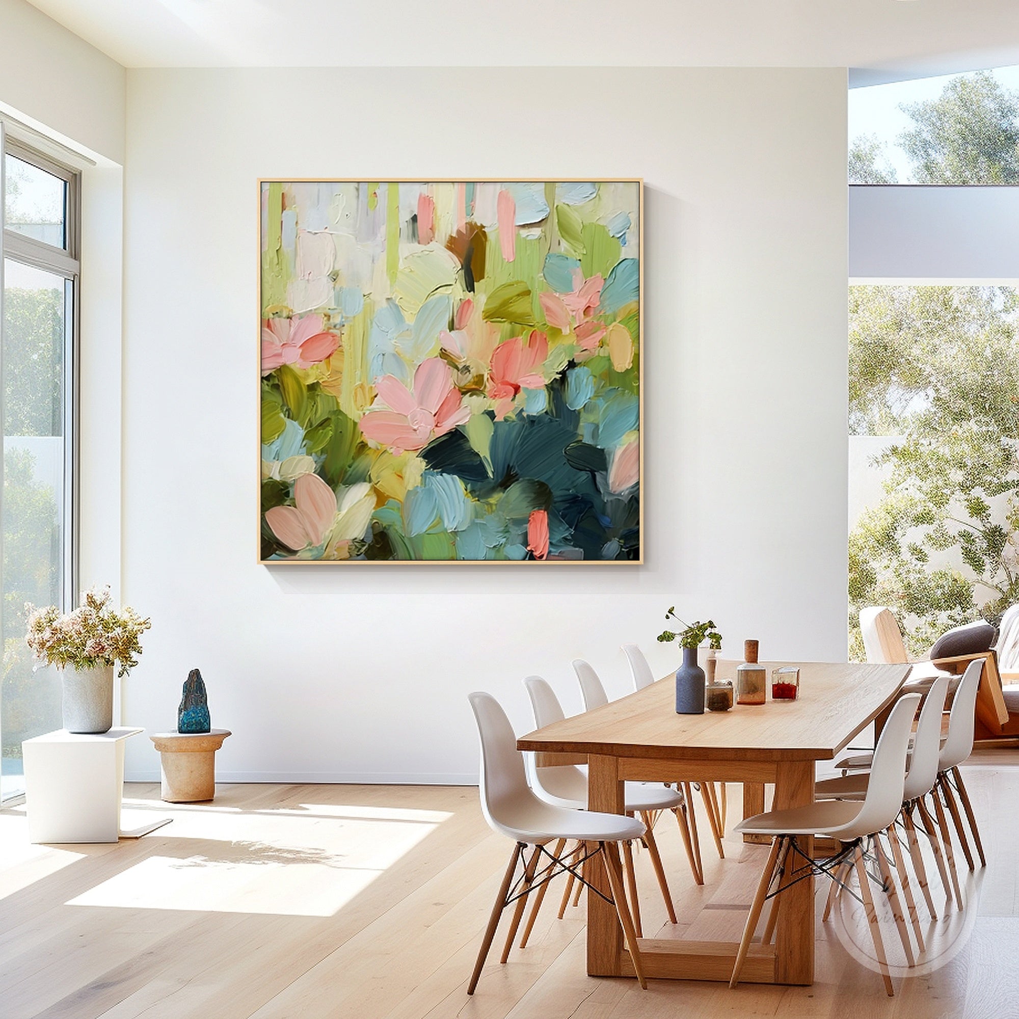 Abstract floral art with rich textures, bringing color and life to your home decor.