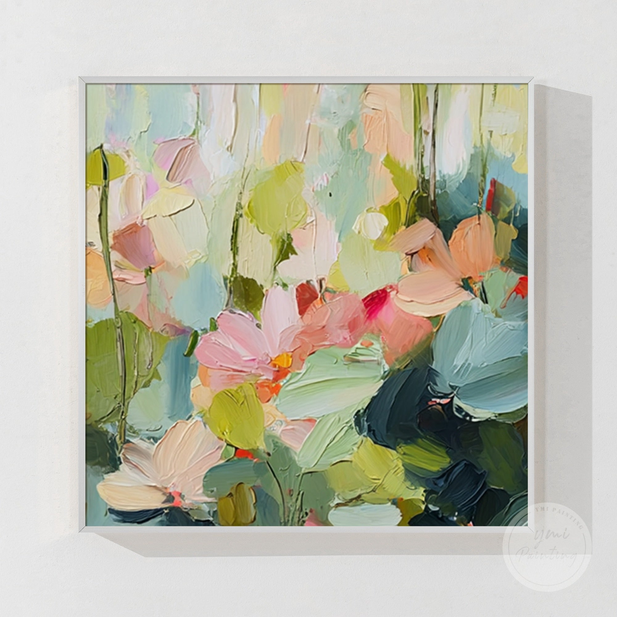 Elegant floral art with textured layers, ideal for brightening up your home decor.