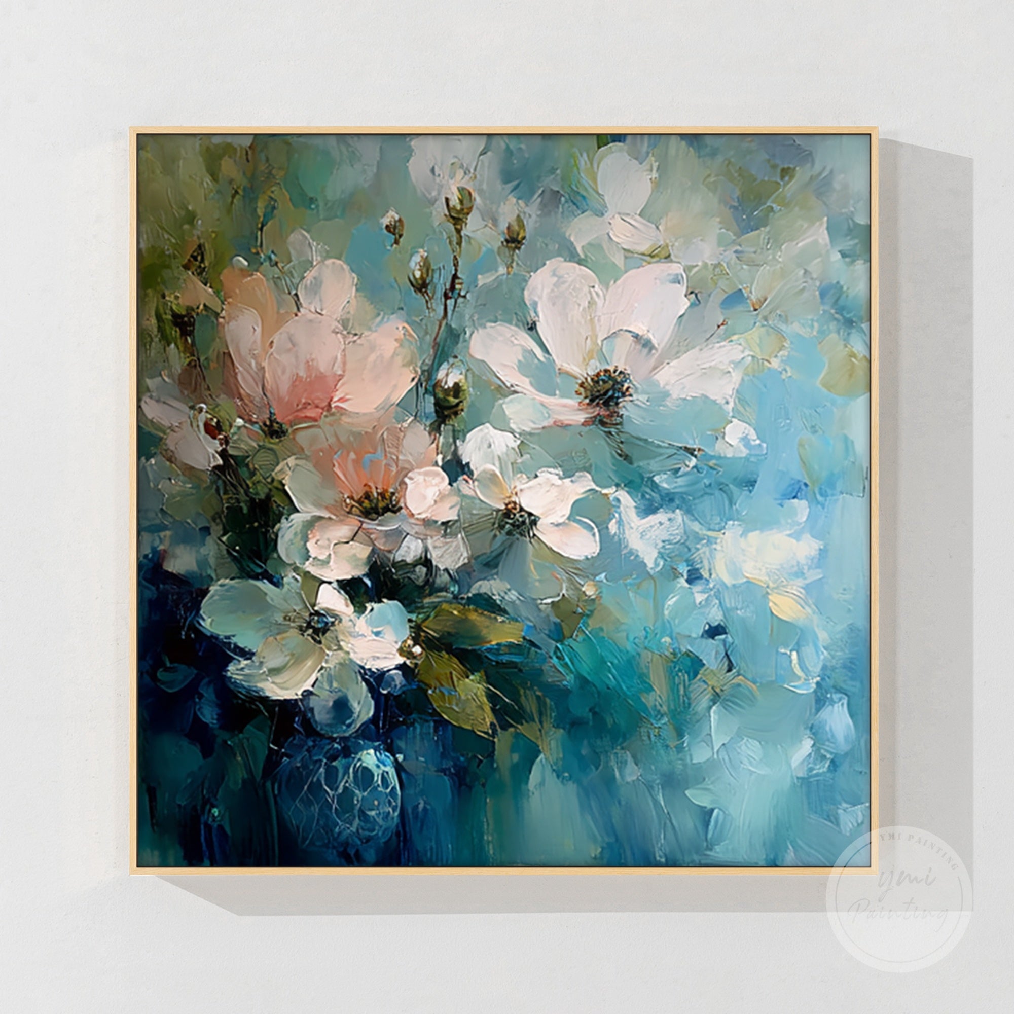 Floral wall art in a square format, offering a bold and modern statement for your living room.
