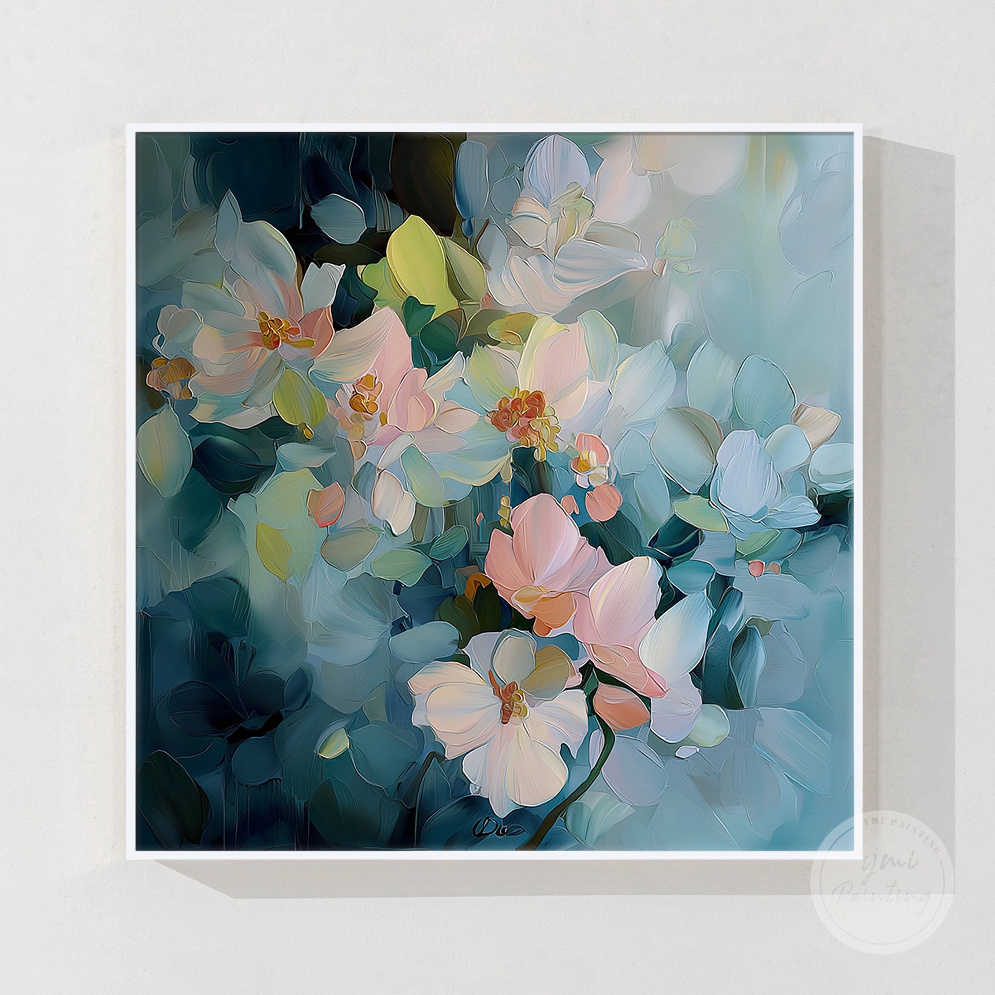 Floral painting in soft pastel colors, designed to enhance the beauty of your home’s décor.