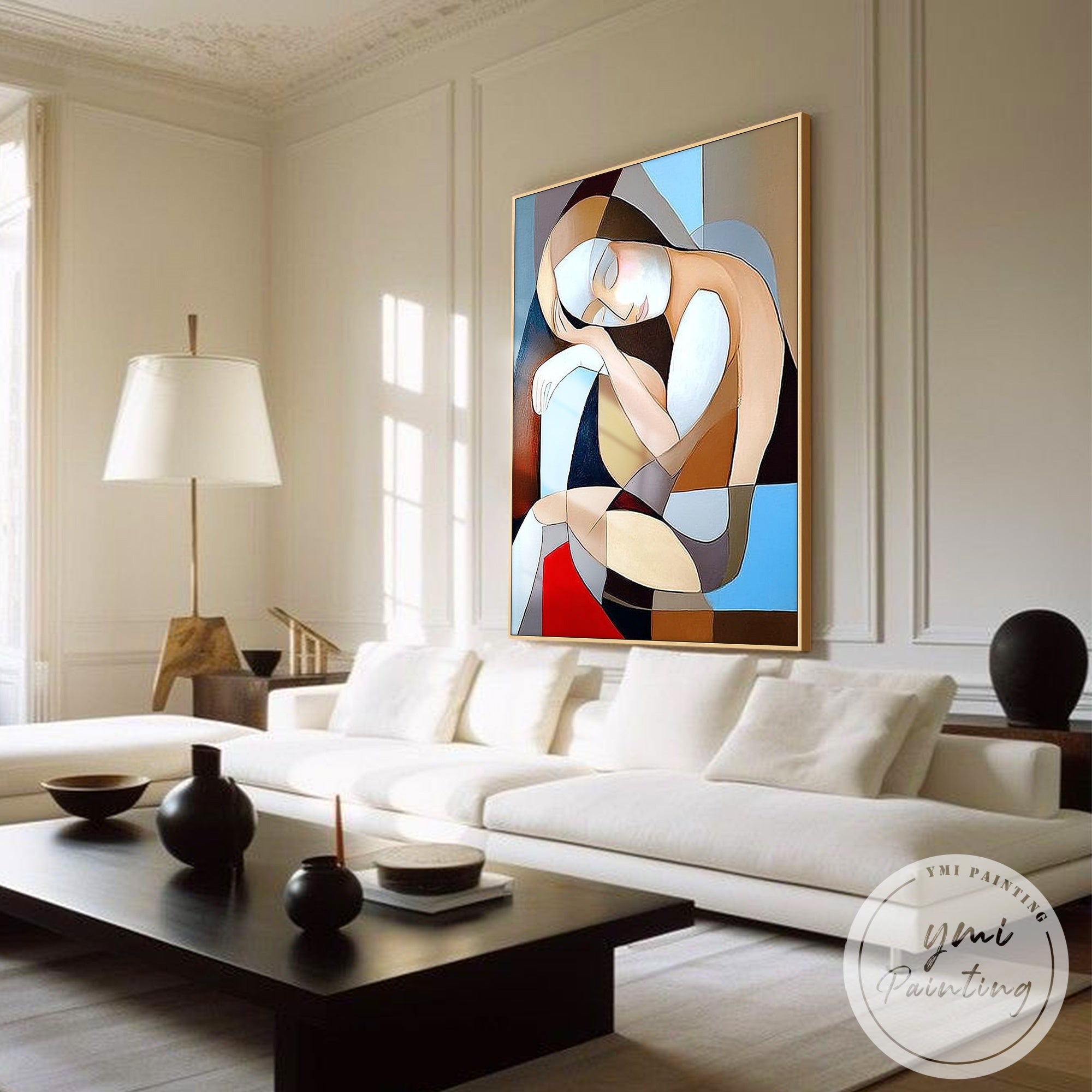 abstract woman painting cubist geometric canvas art
