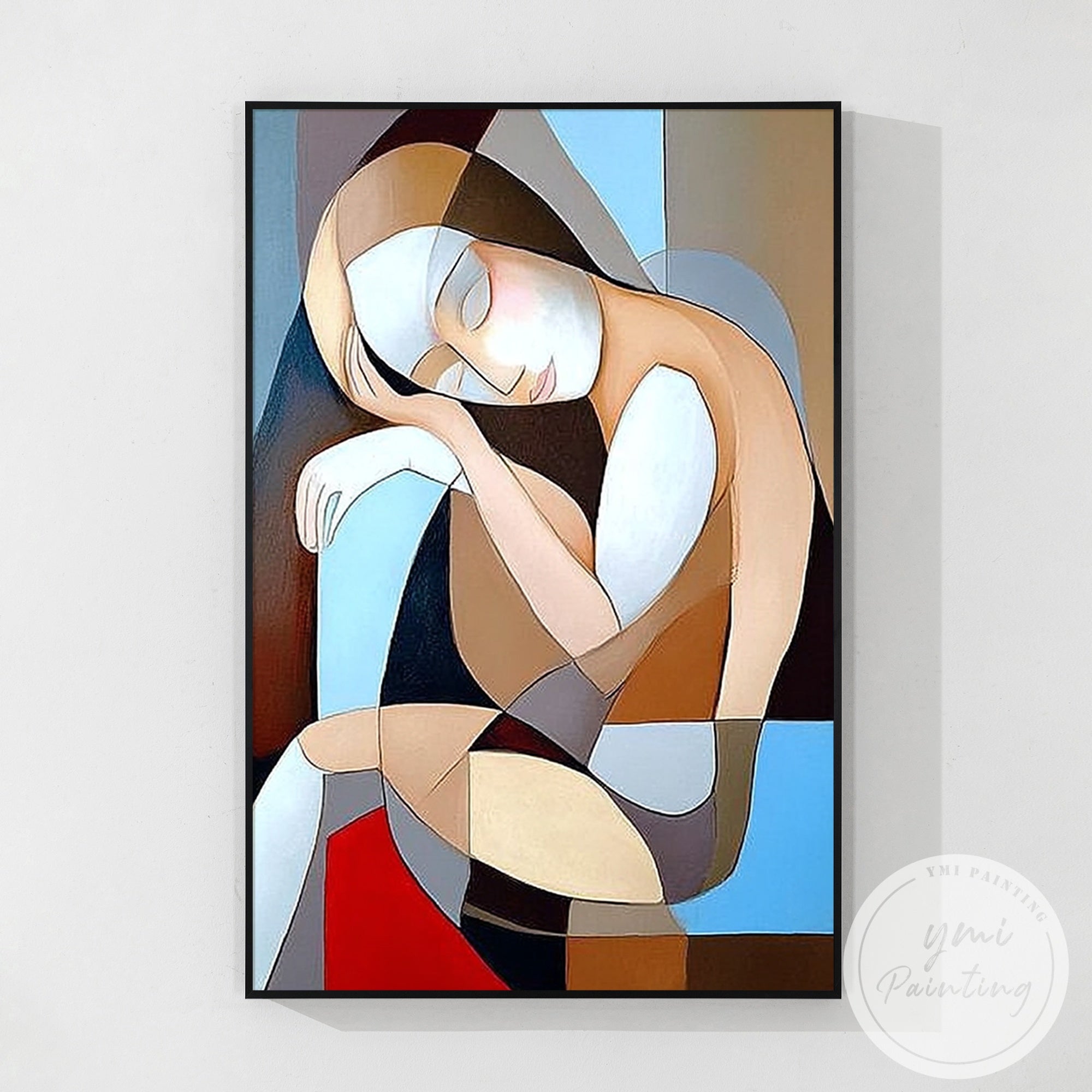 abstract woman painting cubist geometric canvas art