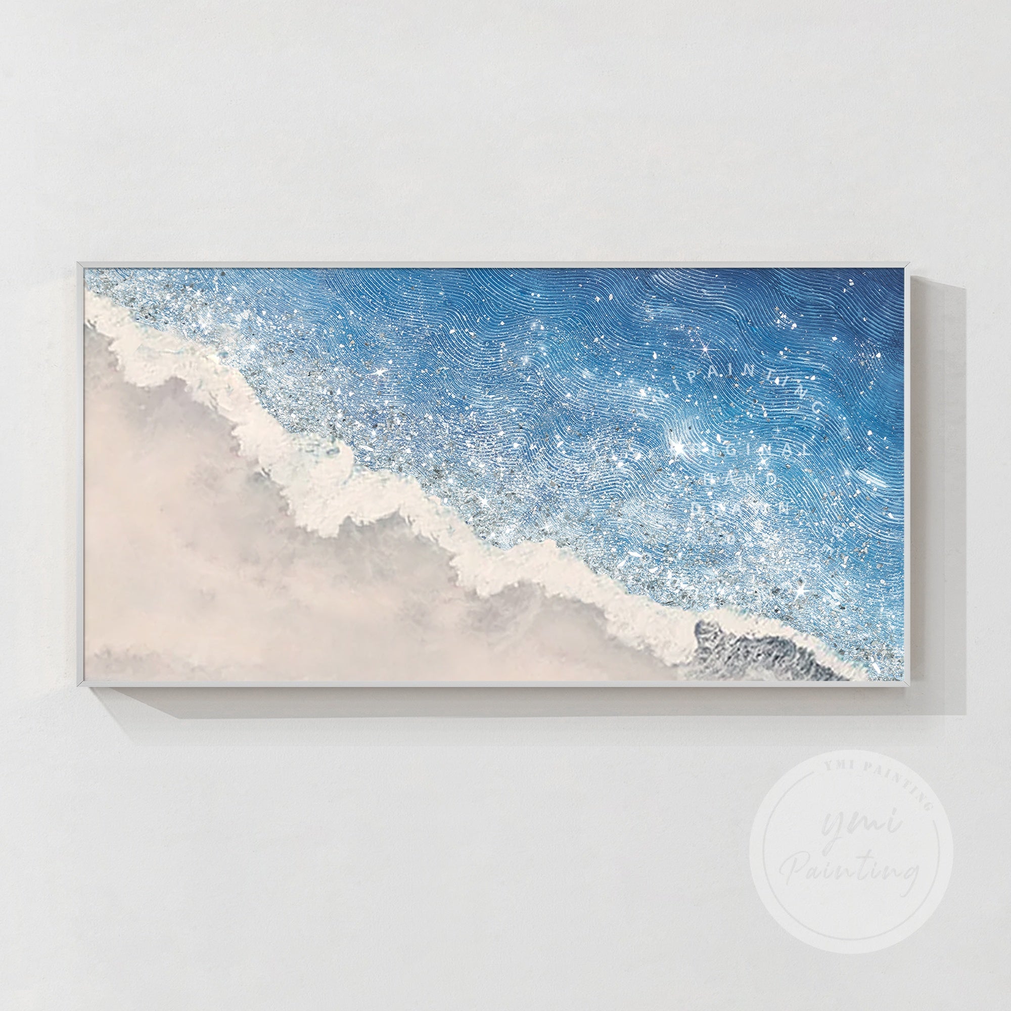 Minimalist Beach Wall Art with Glitter Accents