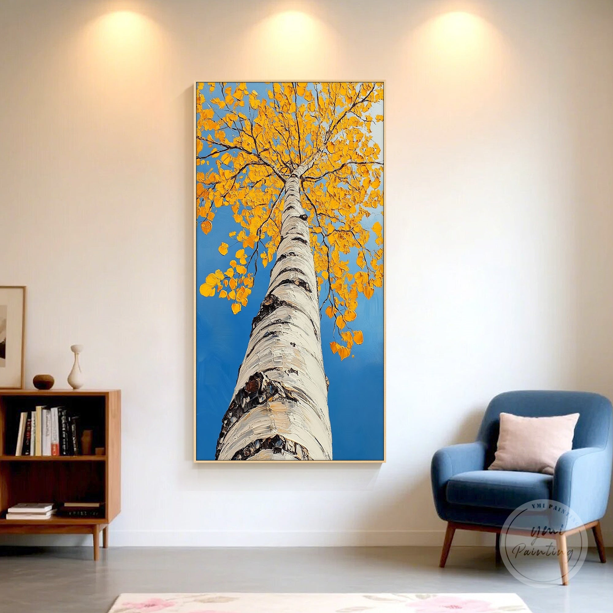 Textured autumn tree artwork perfect for living rooms, bedrooms, or office spaces.