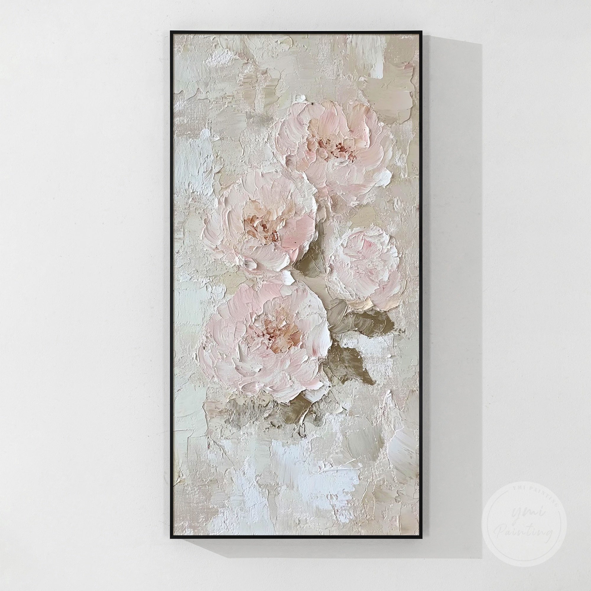 Soft abstract floral artwork with textured brushstrokes for a calming and elegant feel.