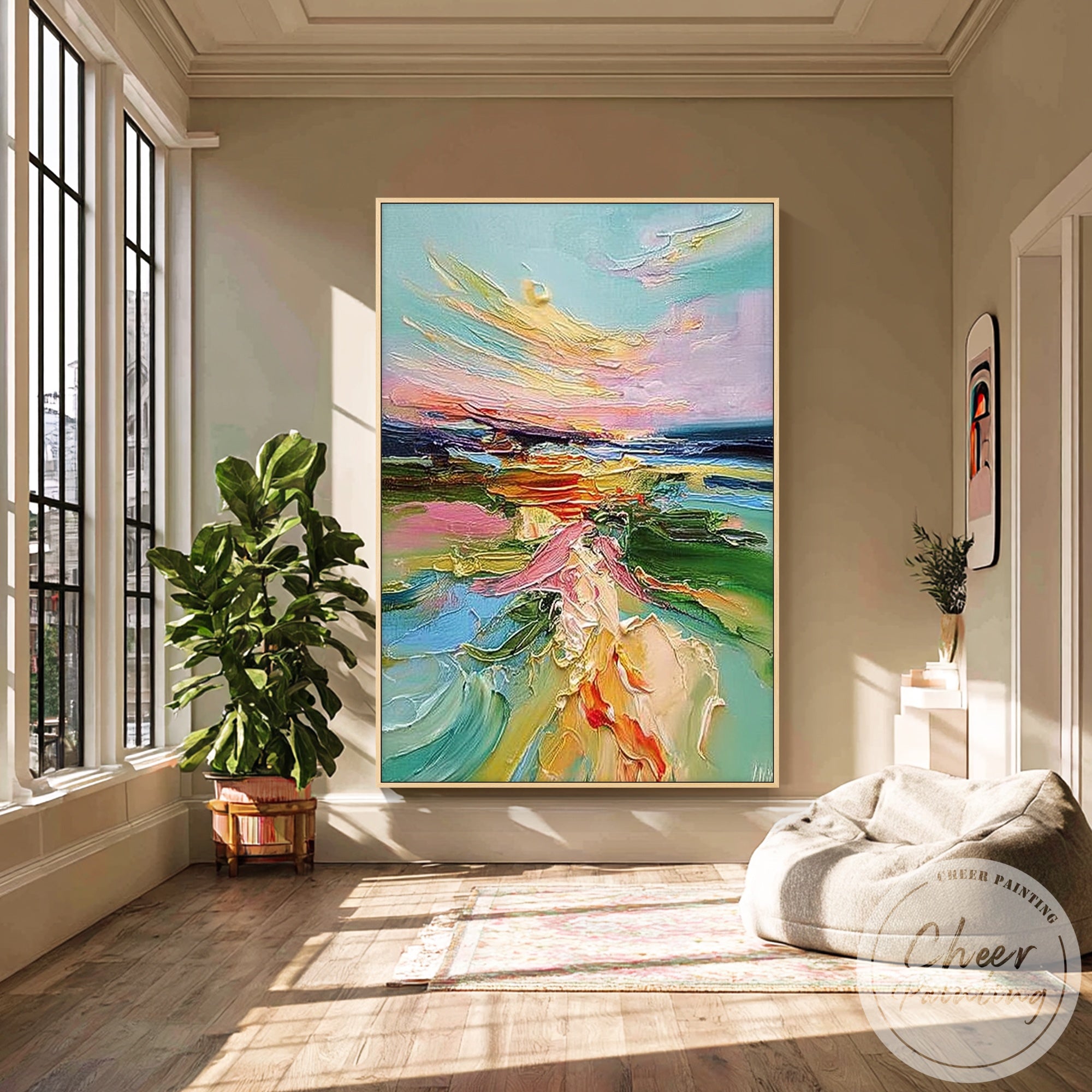 textured abstract wall art colorful composition