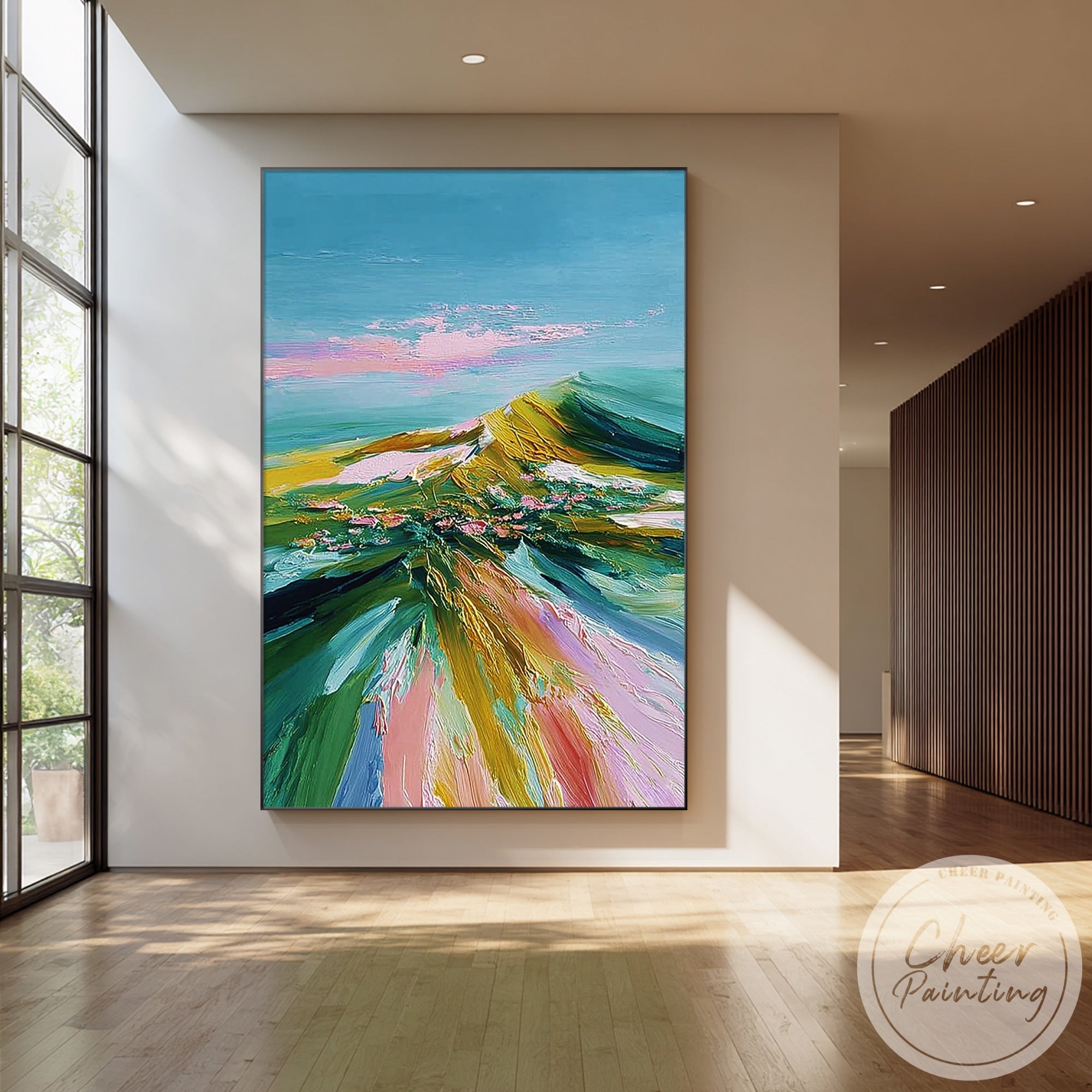abstract canvas art featuring dynamic brushwork and rich textures