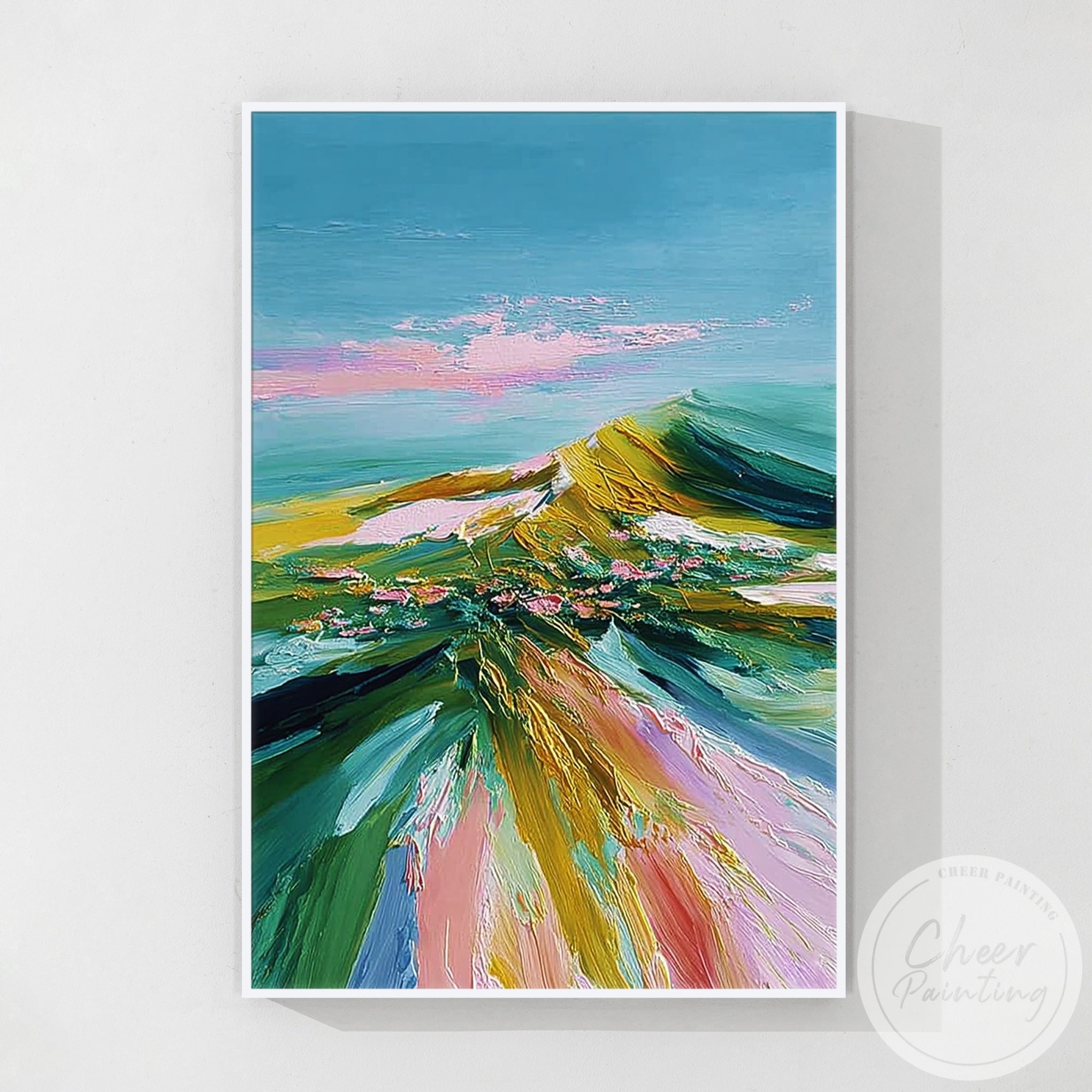 contemporary wall art with abstract landscape and textured finish