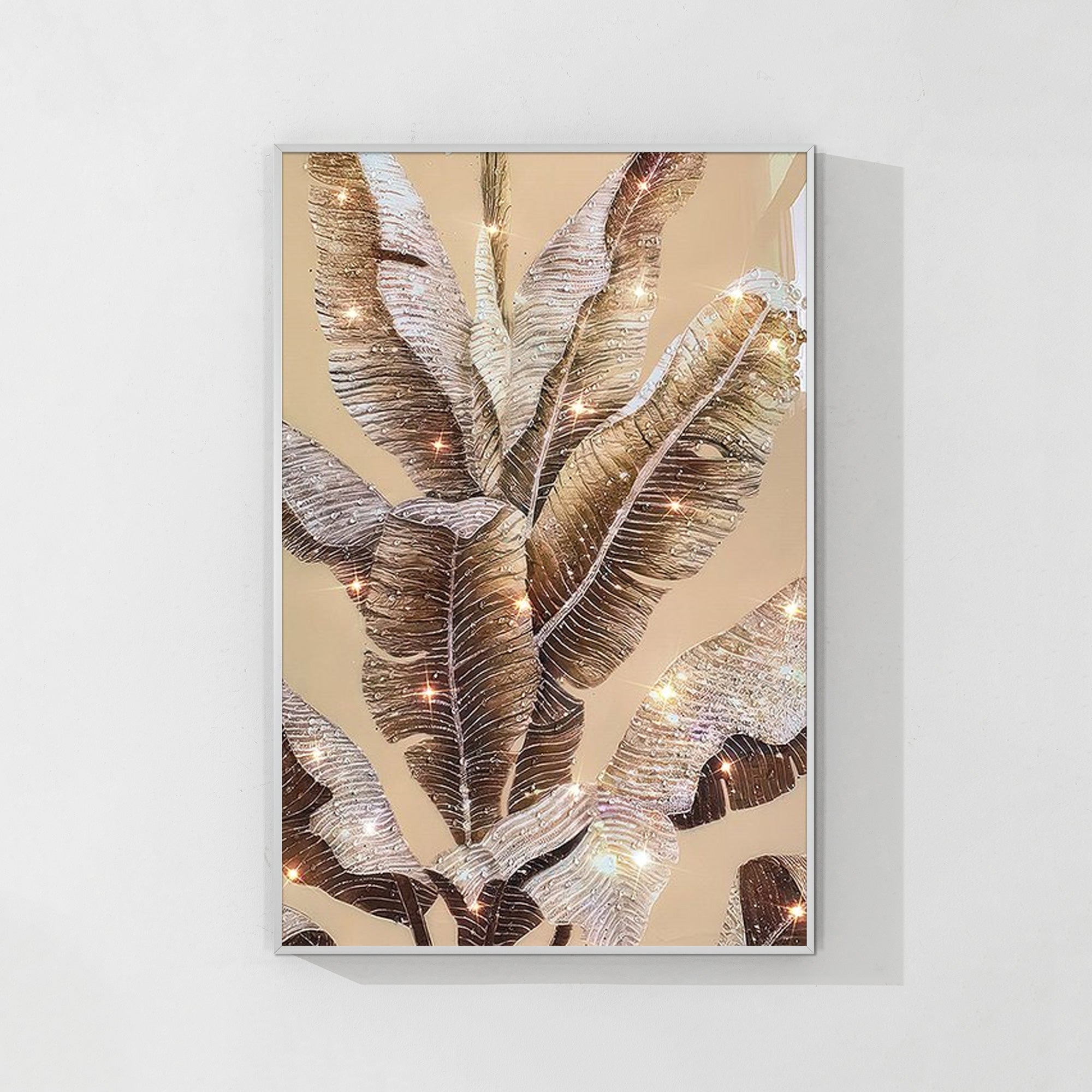XL Banana Leaf Resin Wall Art with Glitter & 3D Crystals