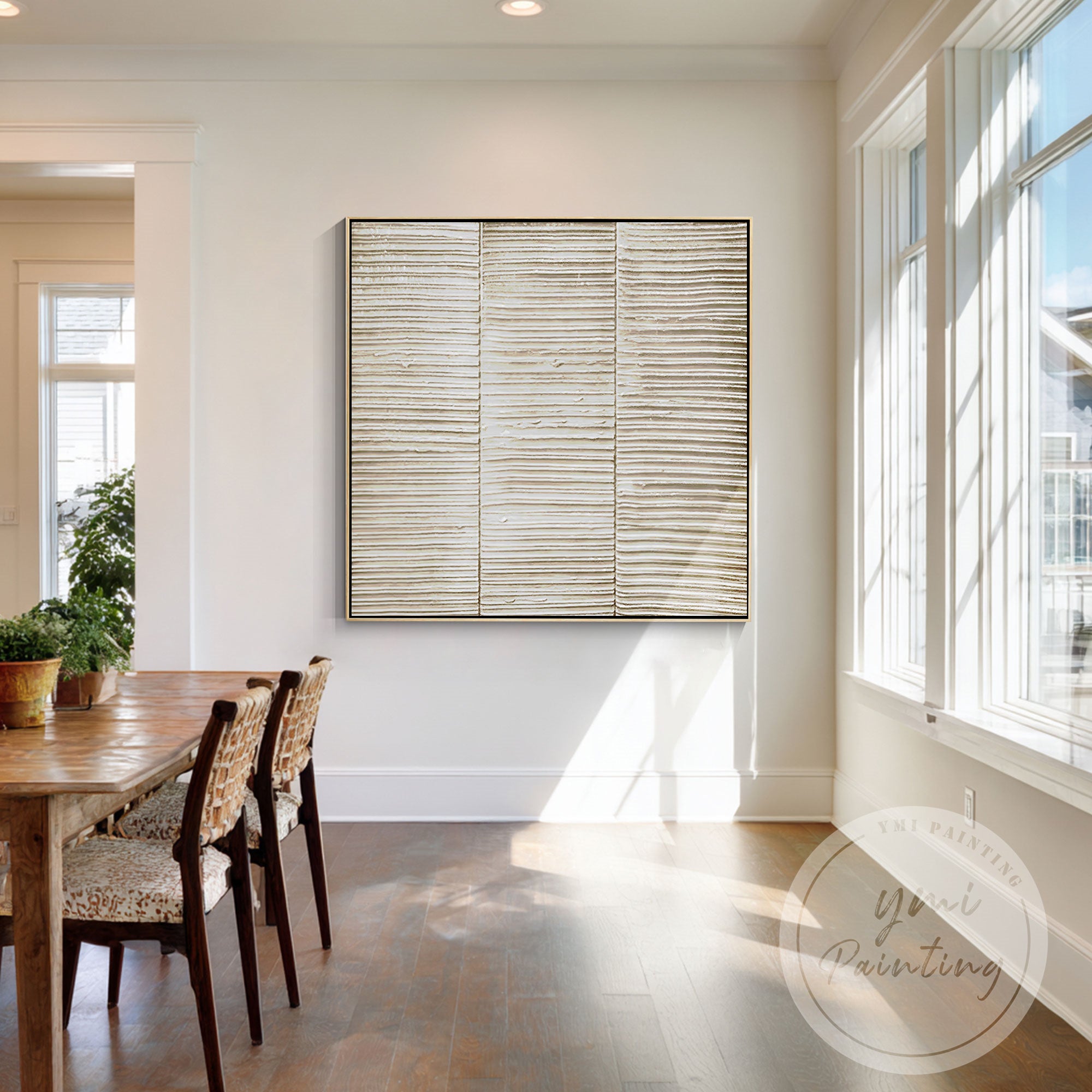 Minimalist neutral canvas painting for modern home decor