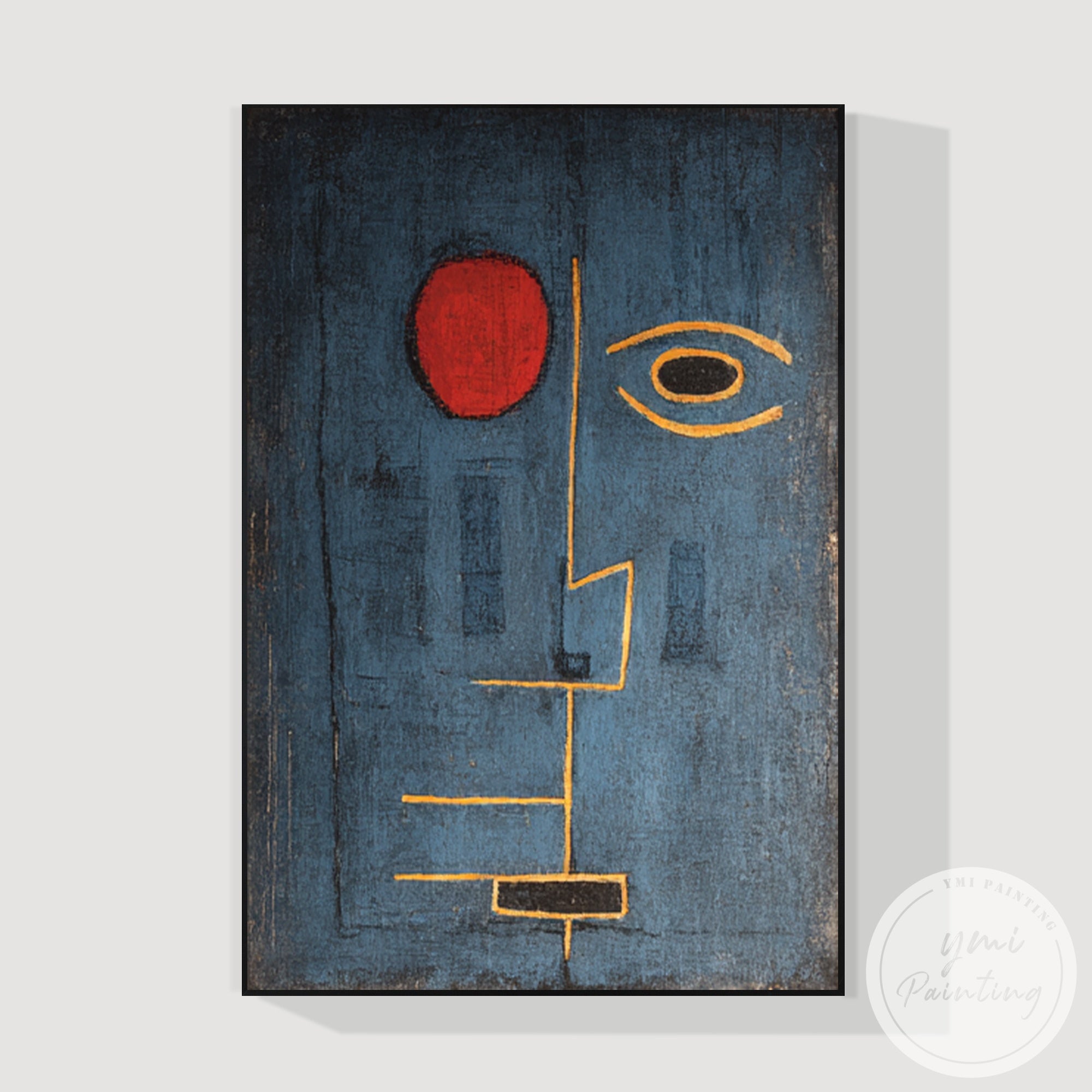 Large abstract blue wall art for modern living room decor