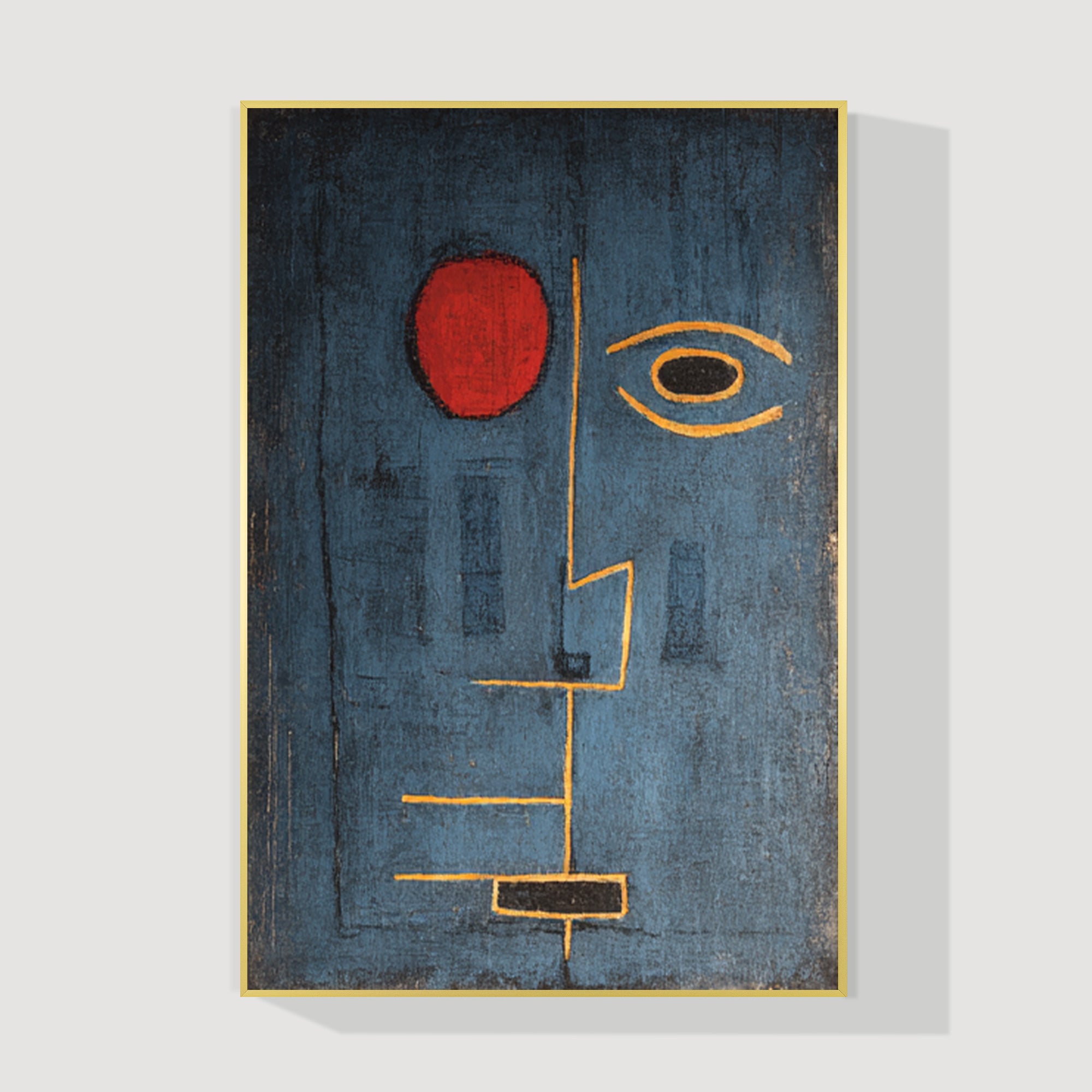 Abstract blue face canvas wall art minimalist modern portrait