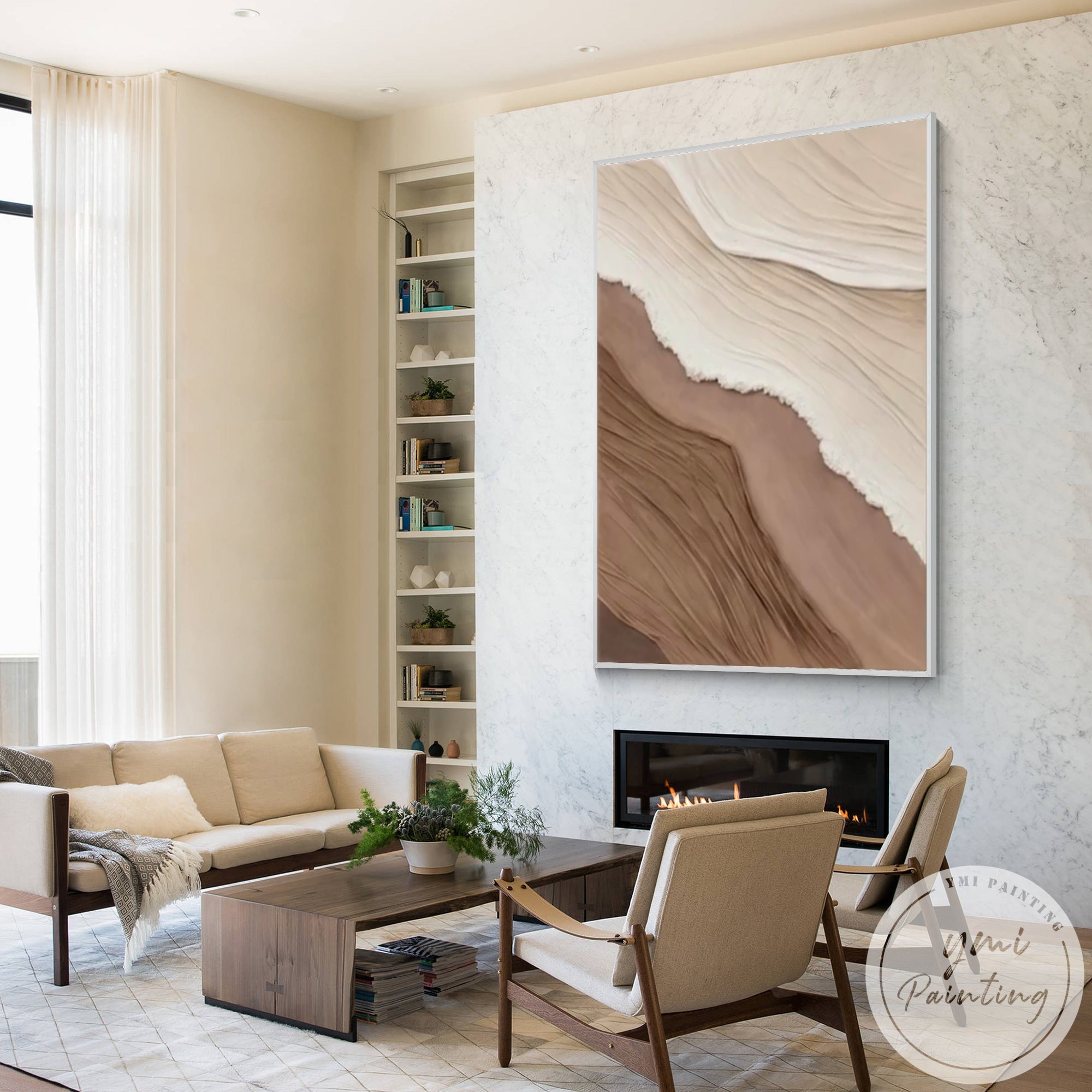 Modern neutral abstract painting earth tone minimalist wall decor