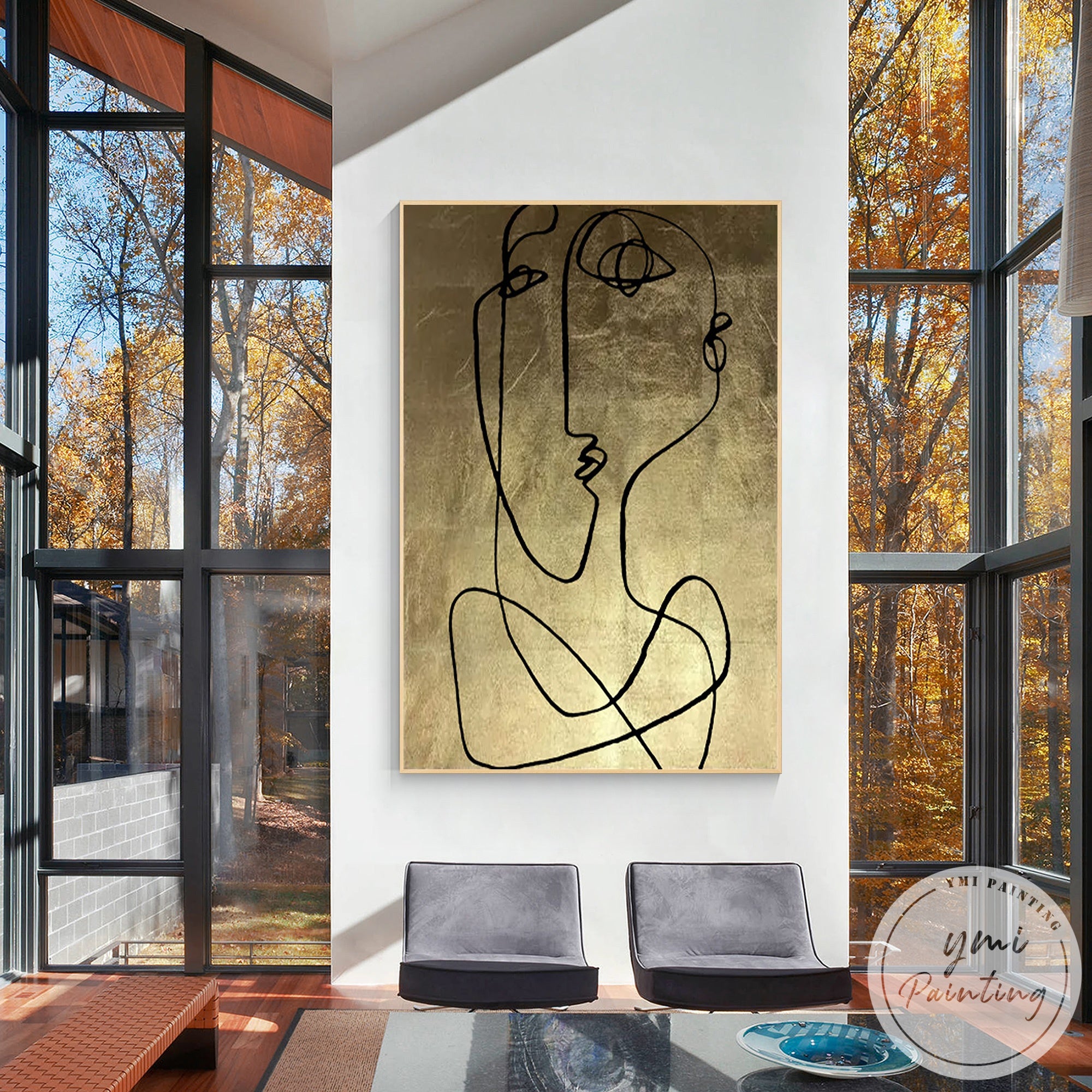 Luxury minimalist portrait wall art inspired by Picasso style