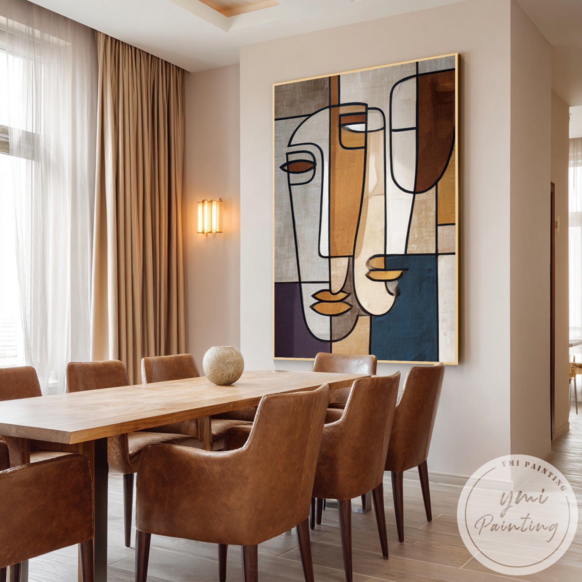 Contemporary geometric face painting for modern home interior